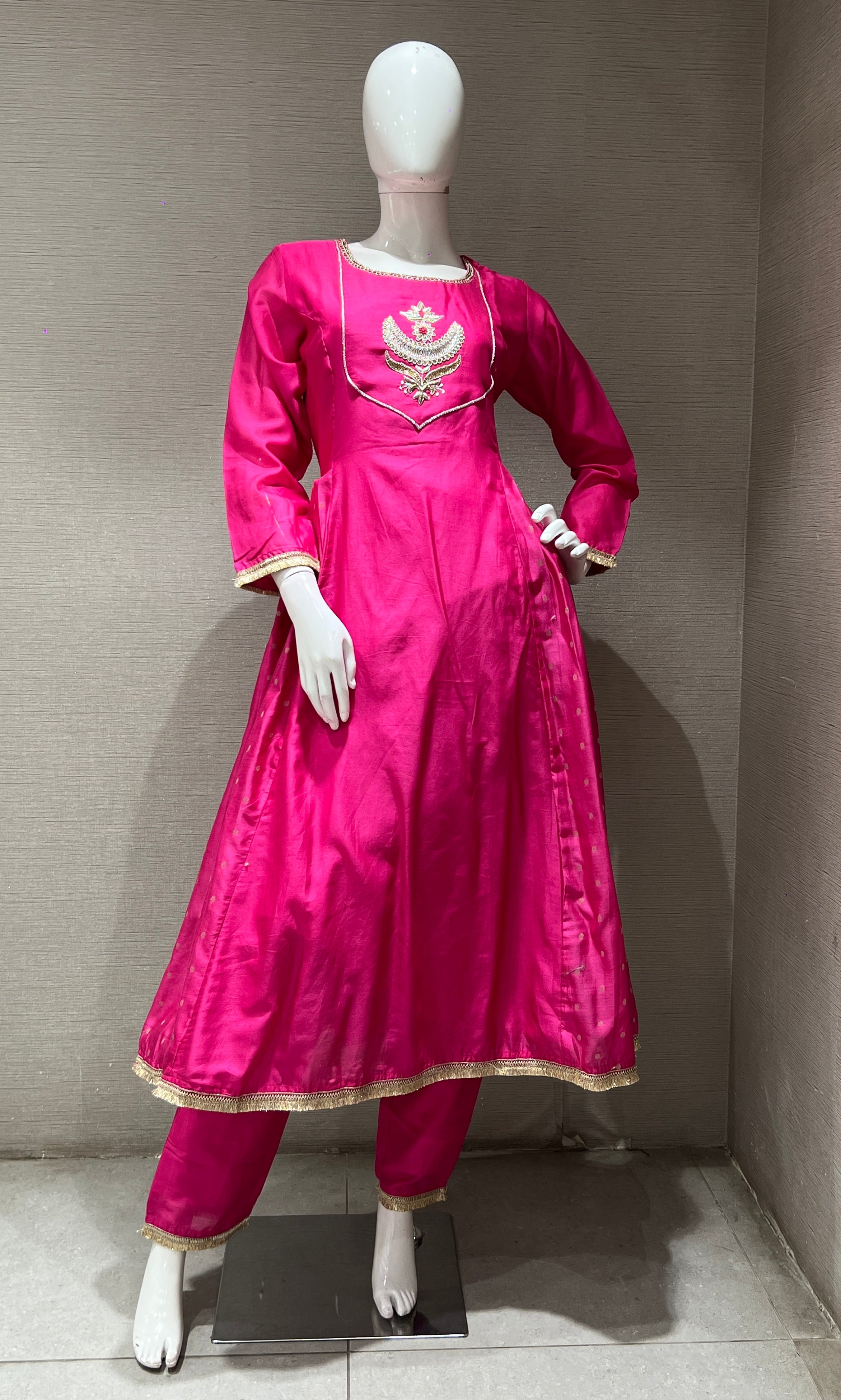 LOTUS PINK EMBROIDERED ANARKALI SET