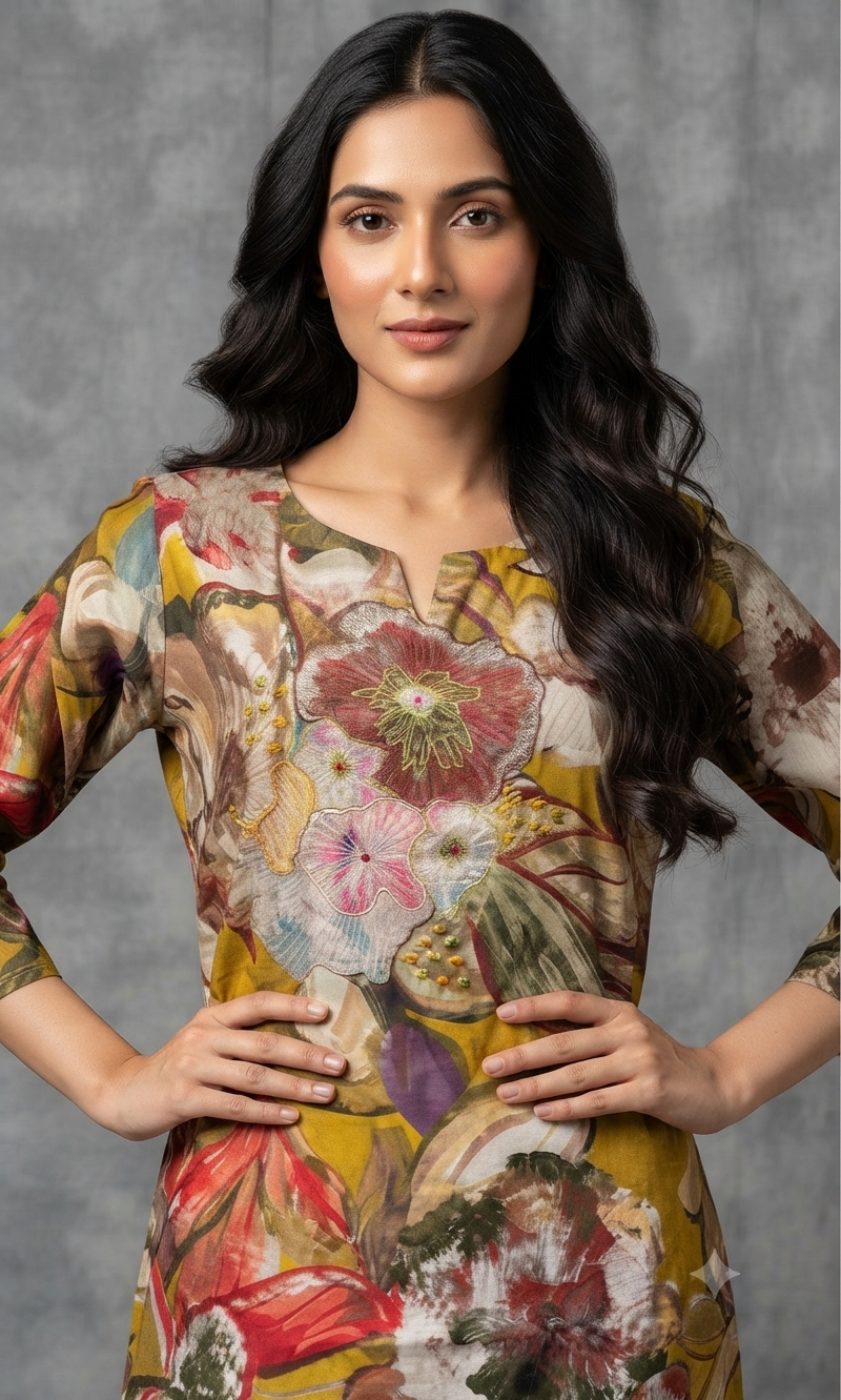Multi Floral Print Tunic top and bottom