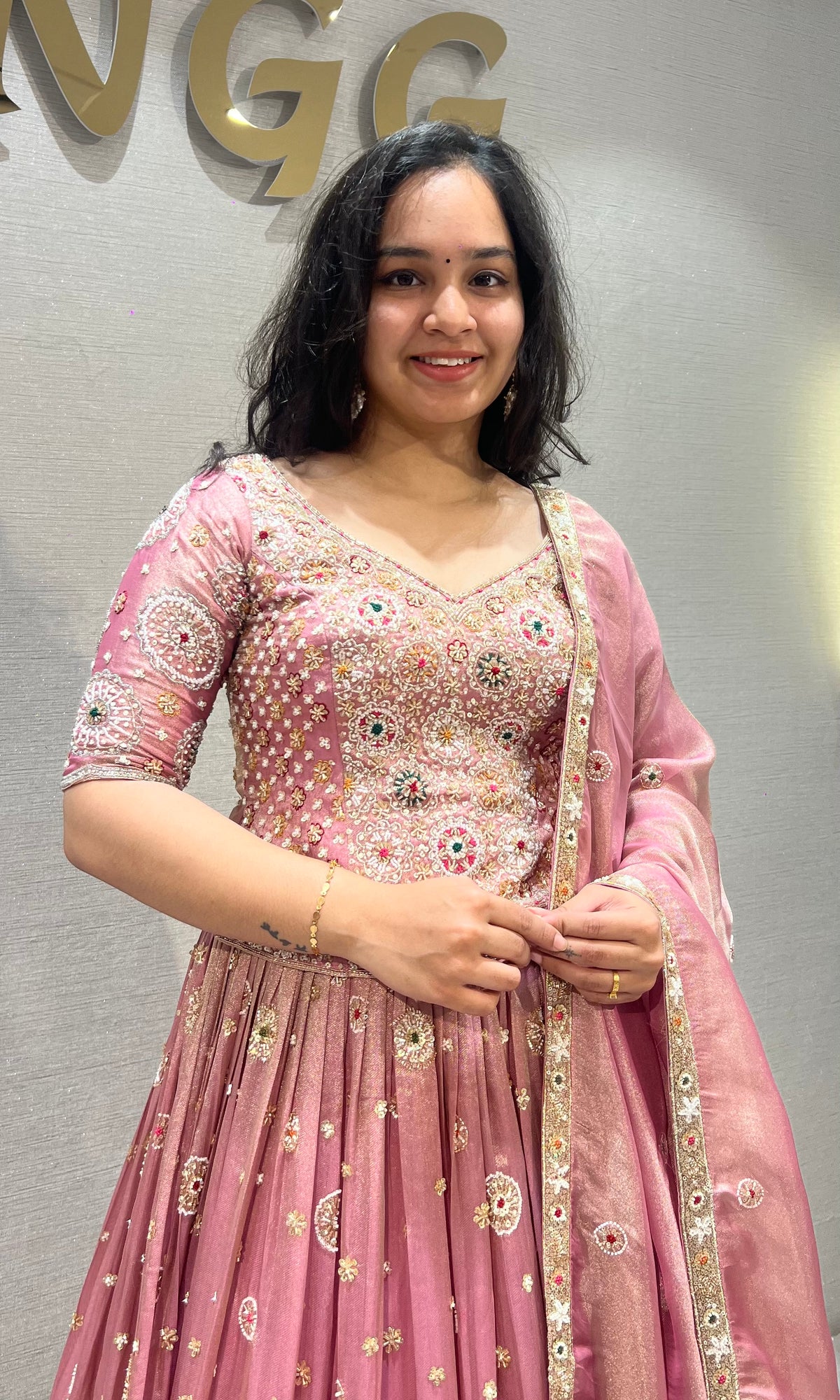 Blush Pink Embroidered Lehenga set with Dupatta