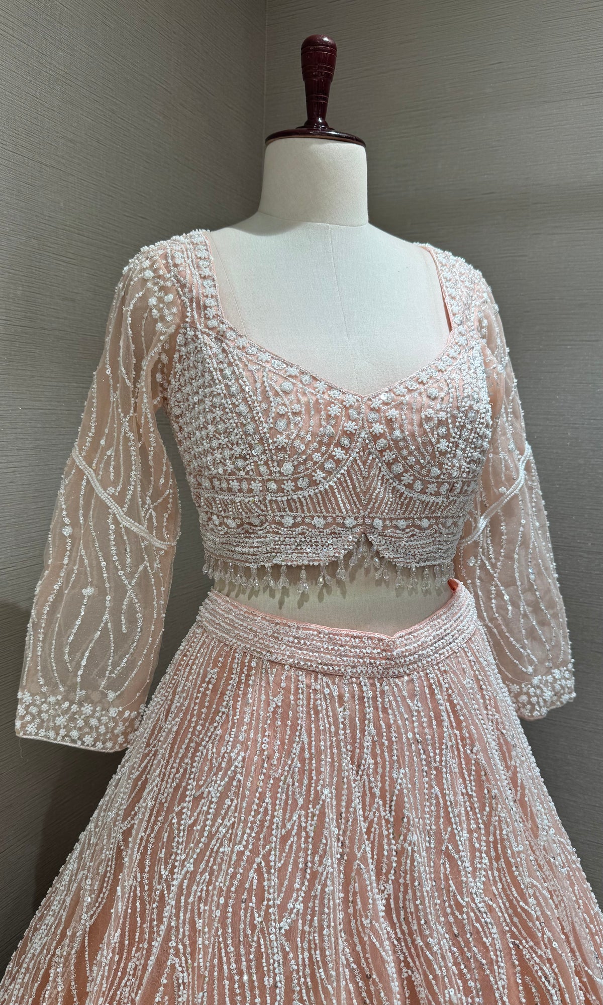 Peach Elegant Ombre Lehenga set with Beaded Embroidery