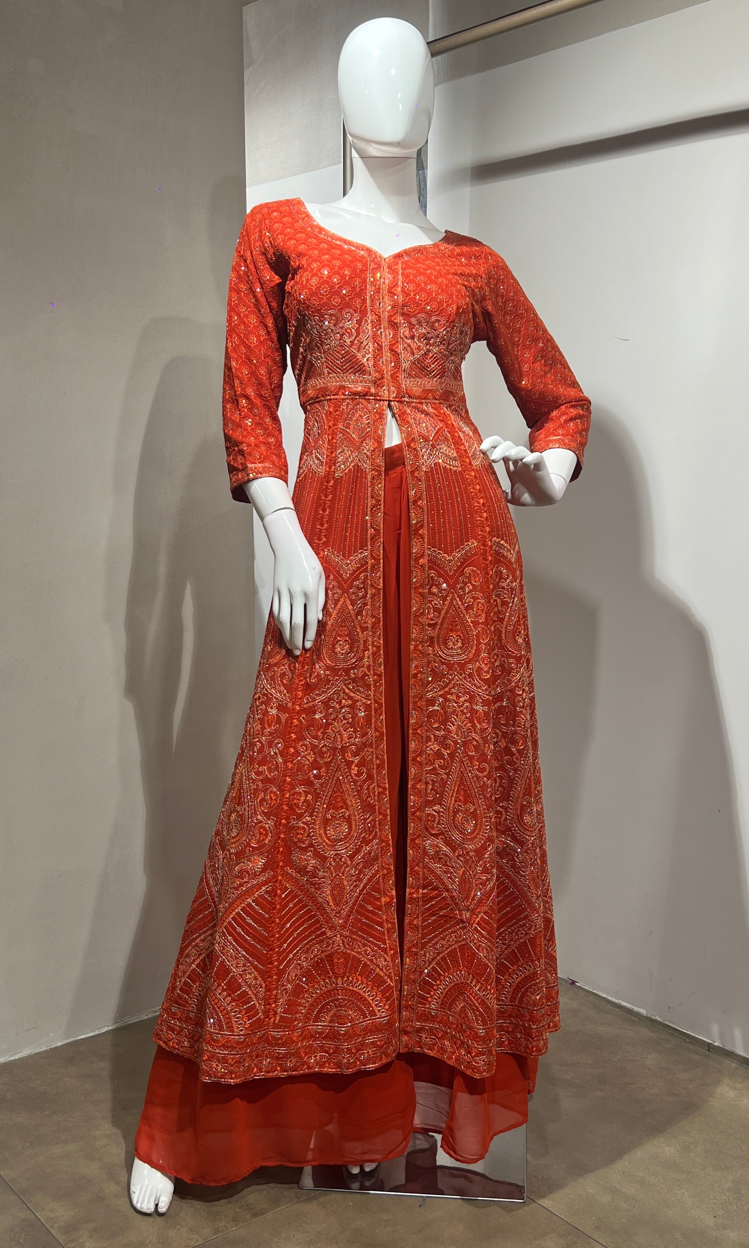 Orange FRONT SLIT ANARKALI SET