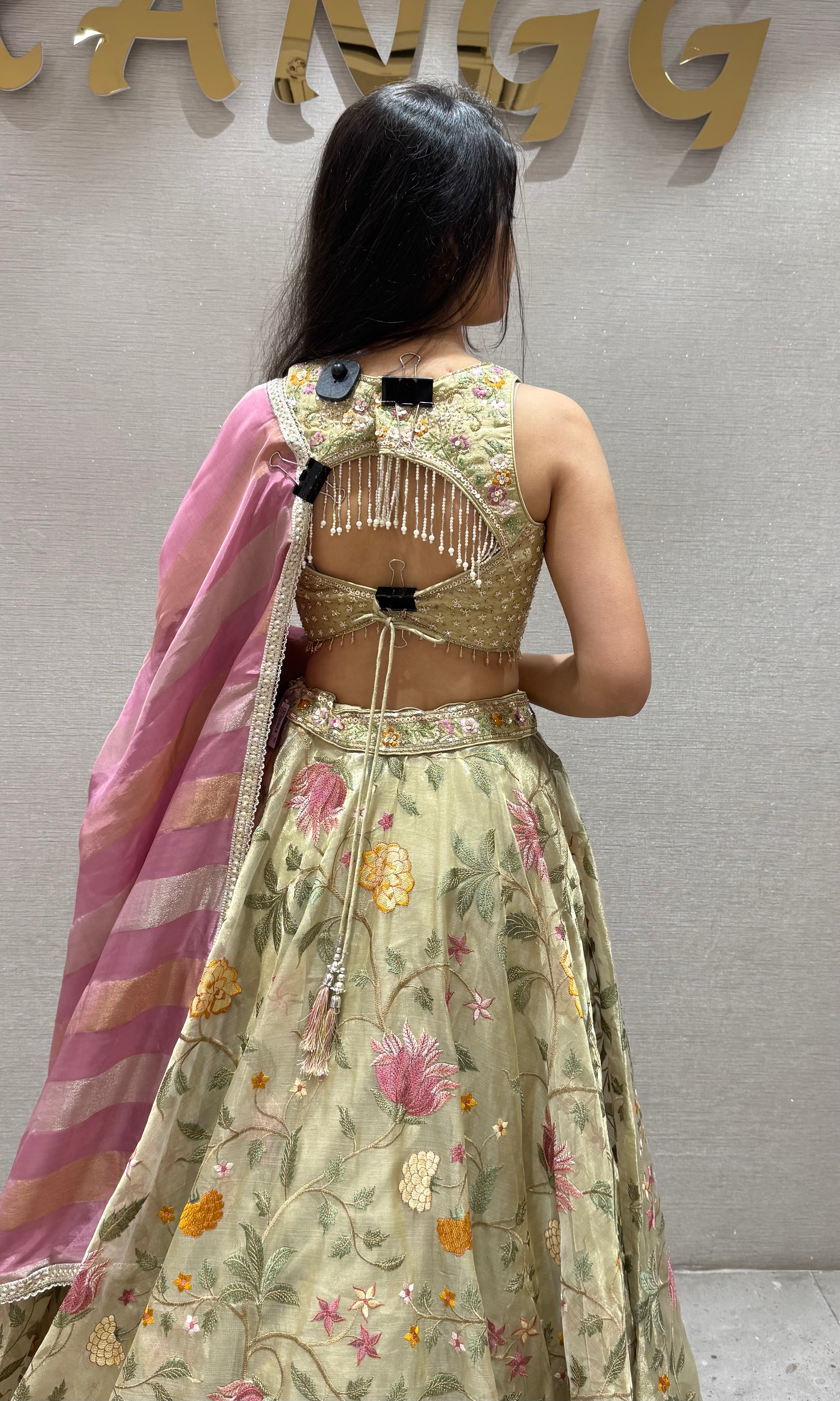 Light green FLORAL ETHNIC LEHENGA SET