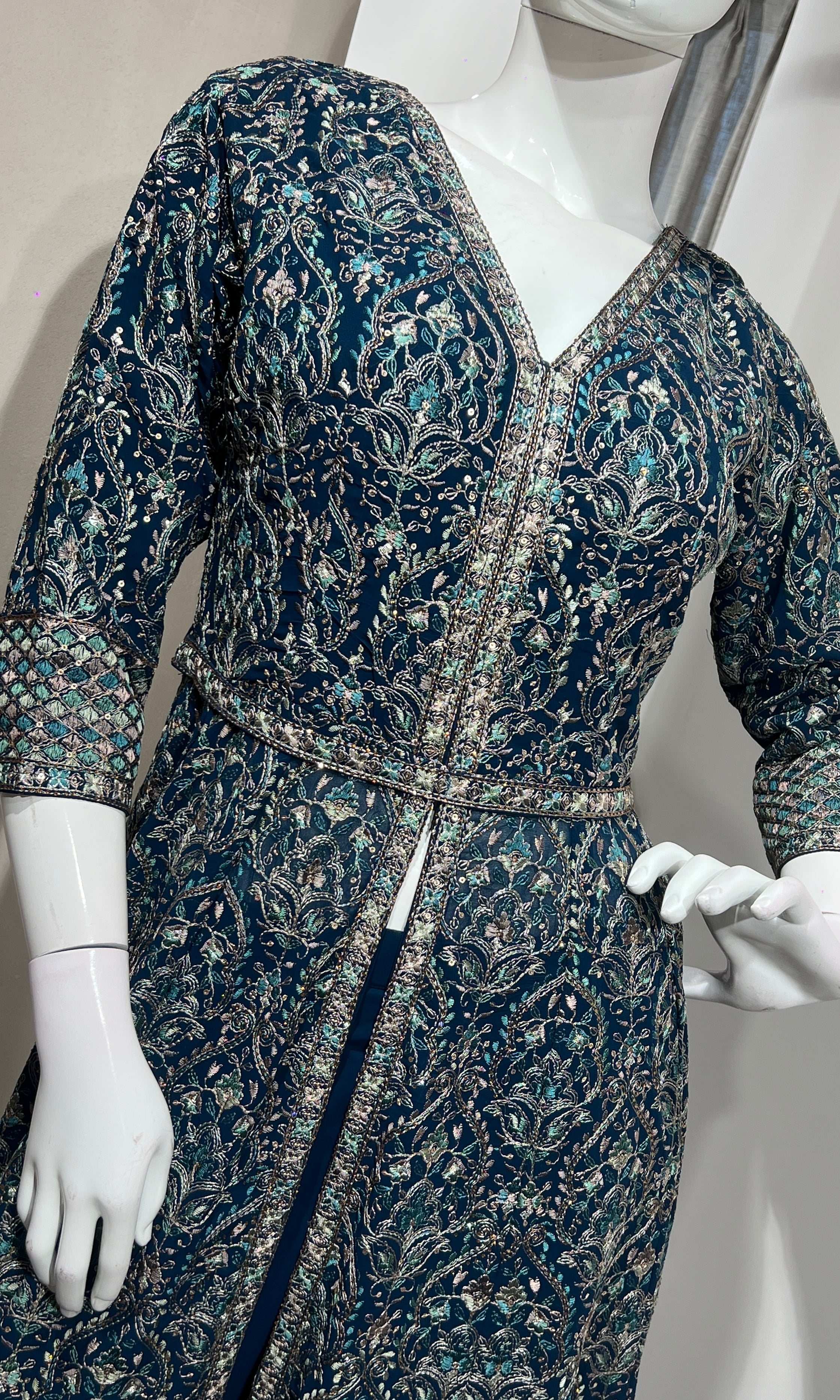 PEACOCK Blue FRONT SLIT ANARKALI SET