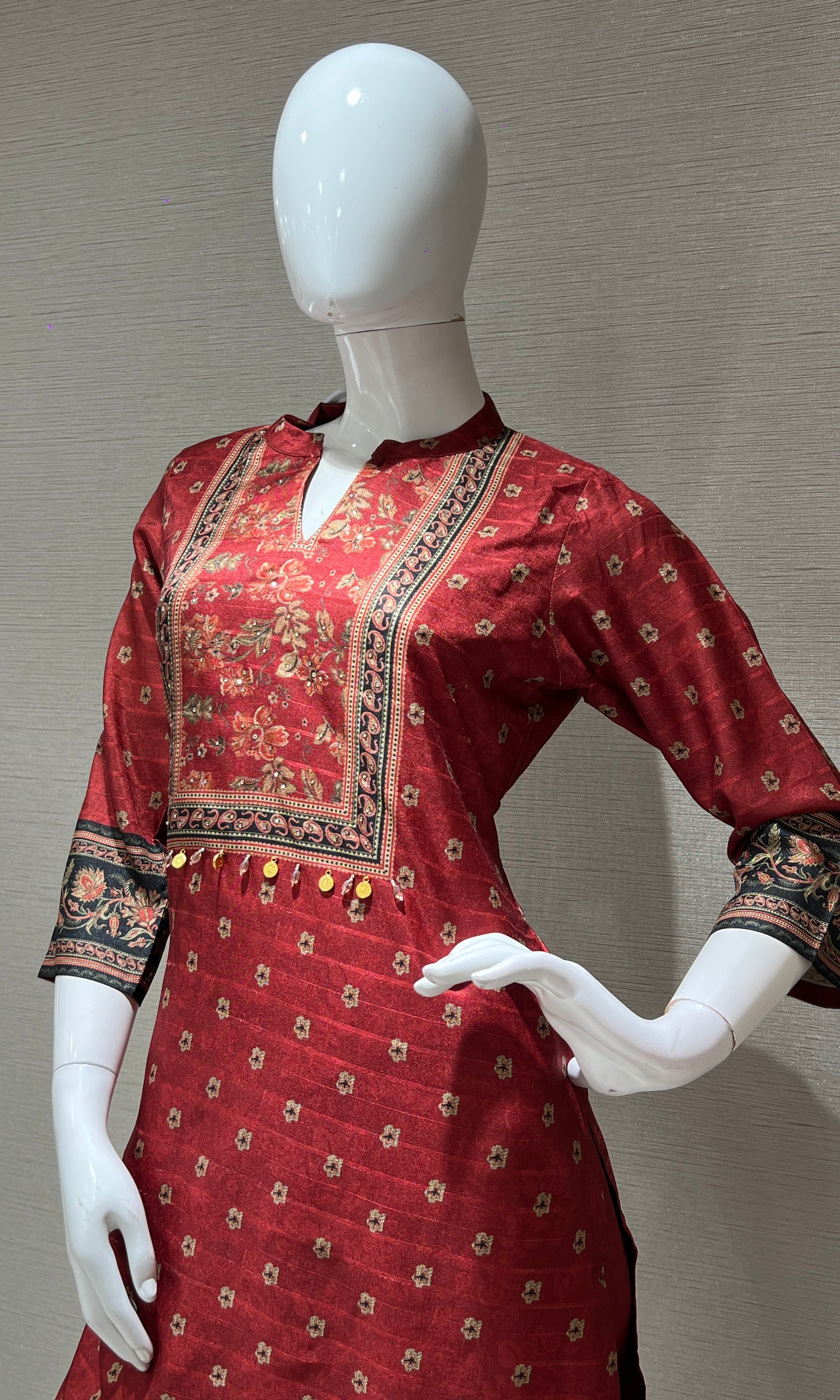 Rust printed kurta set