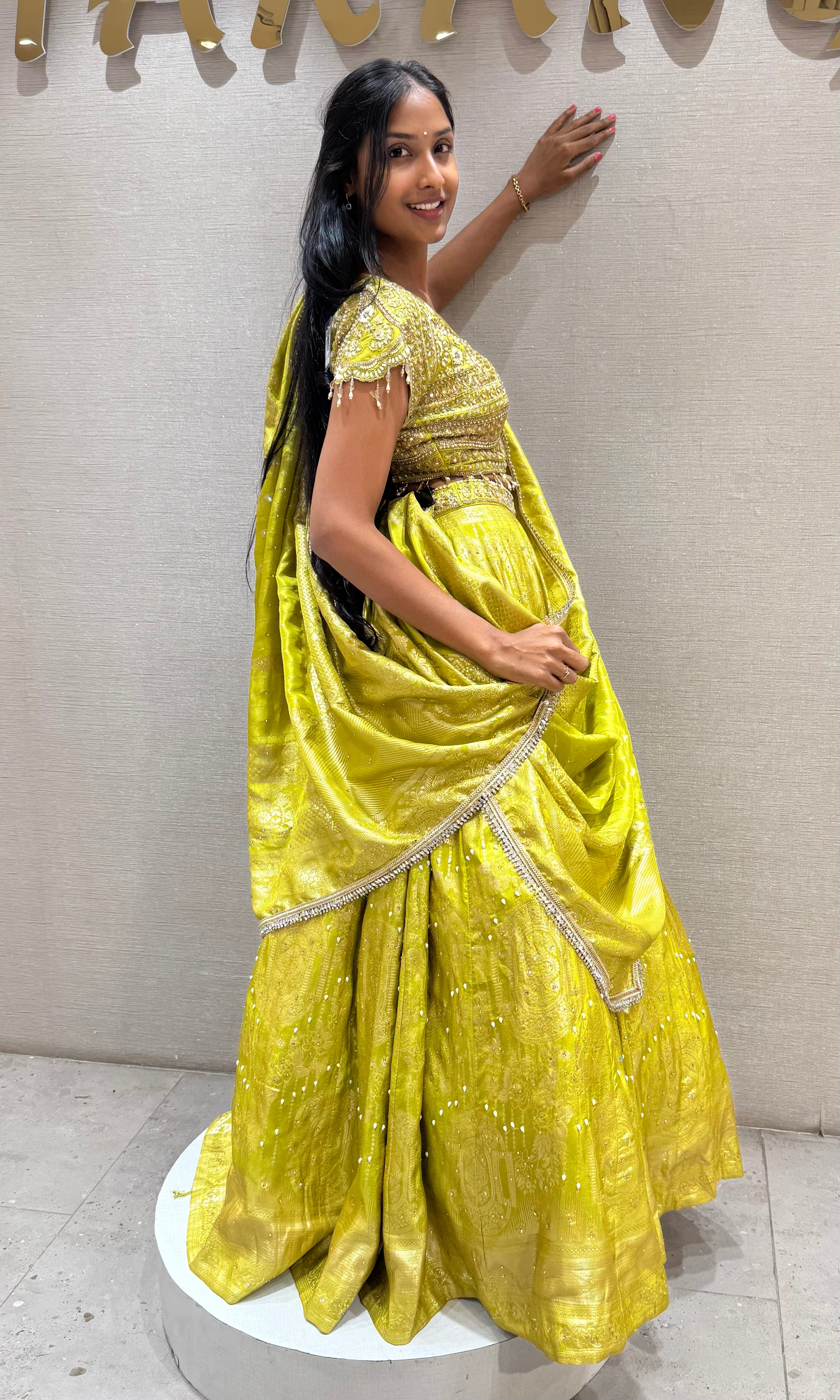 Mehendi Green Embellished Lehenga set
