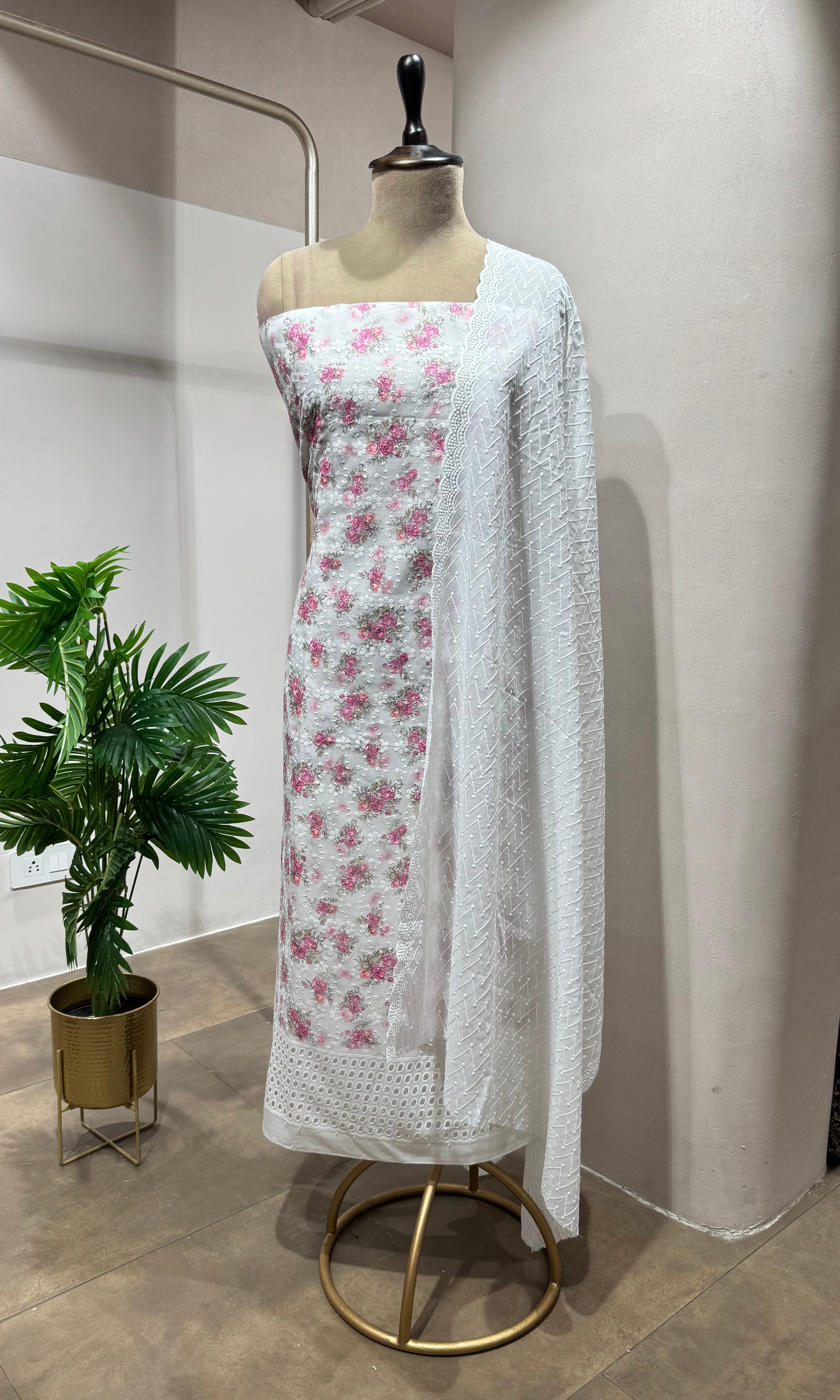 PINK Chikankari DRESS MATERIAL