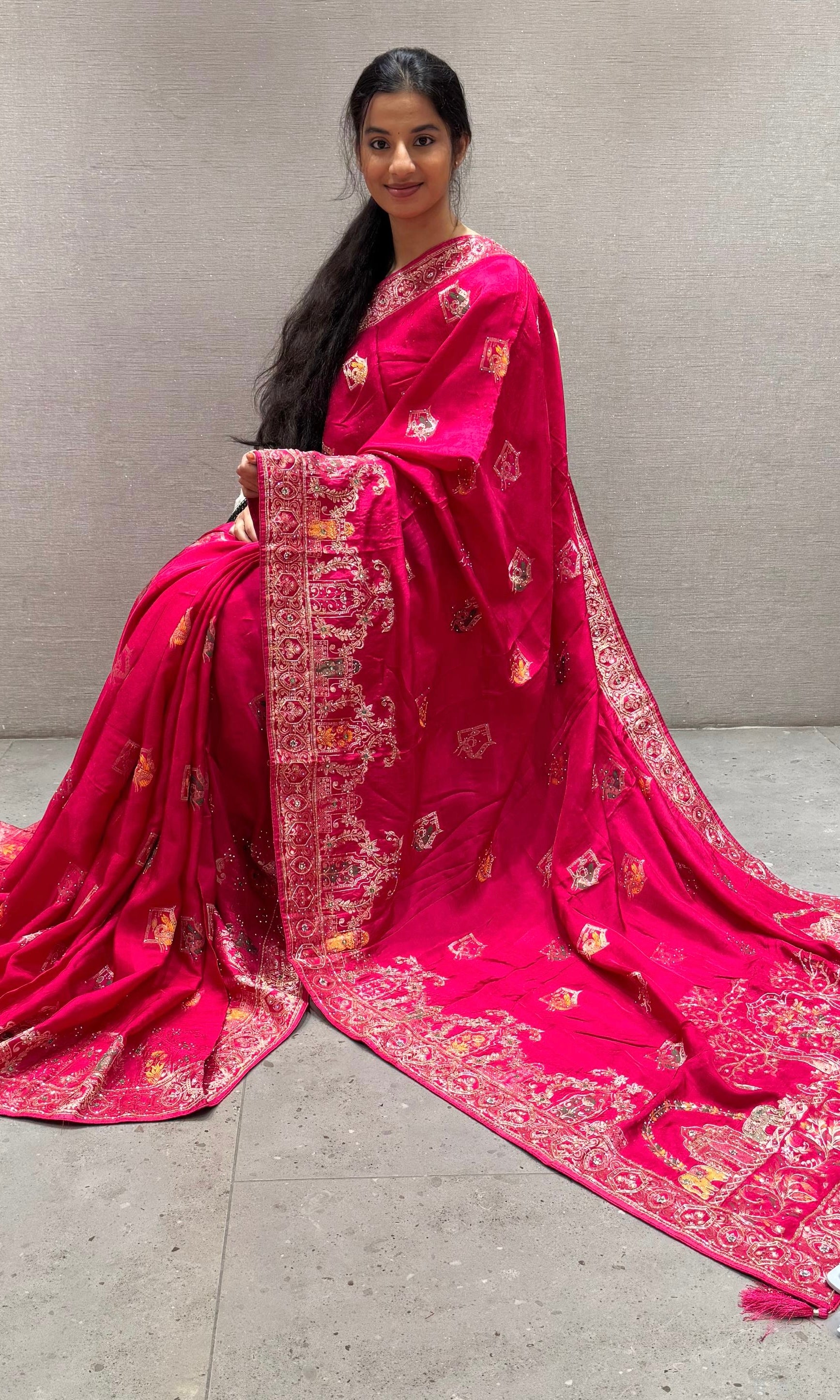 Pink Banarasi saree
