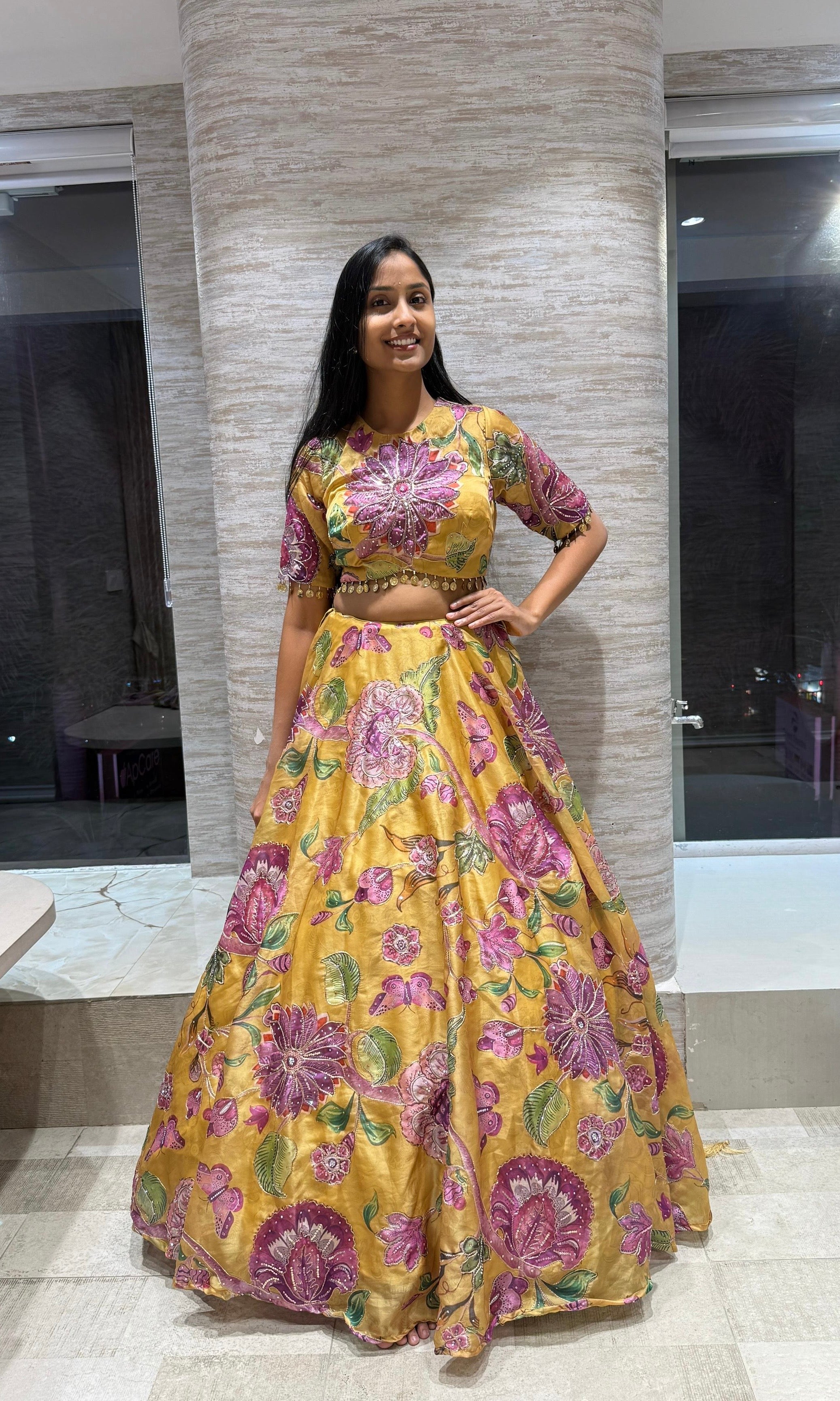 LIGHT Yellow Floral Lehenga Set