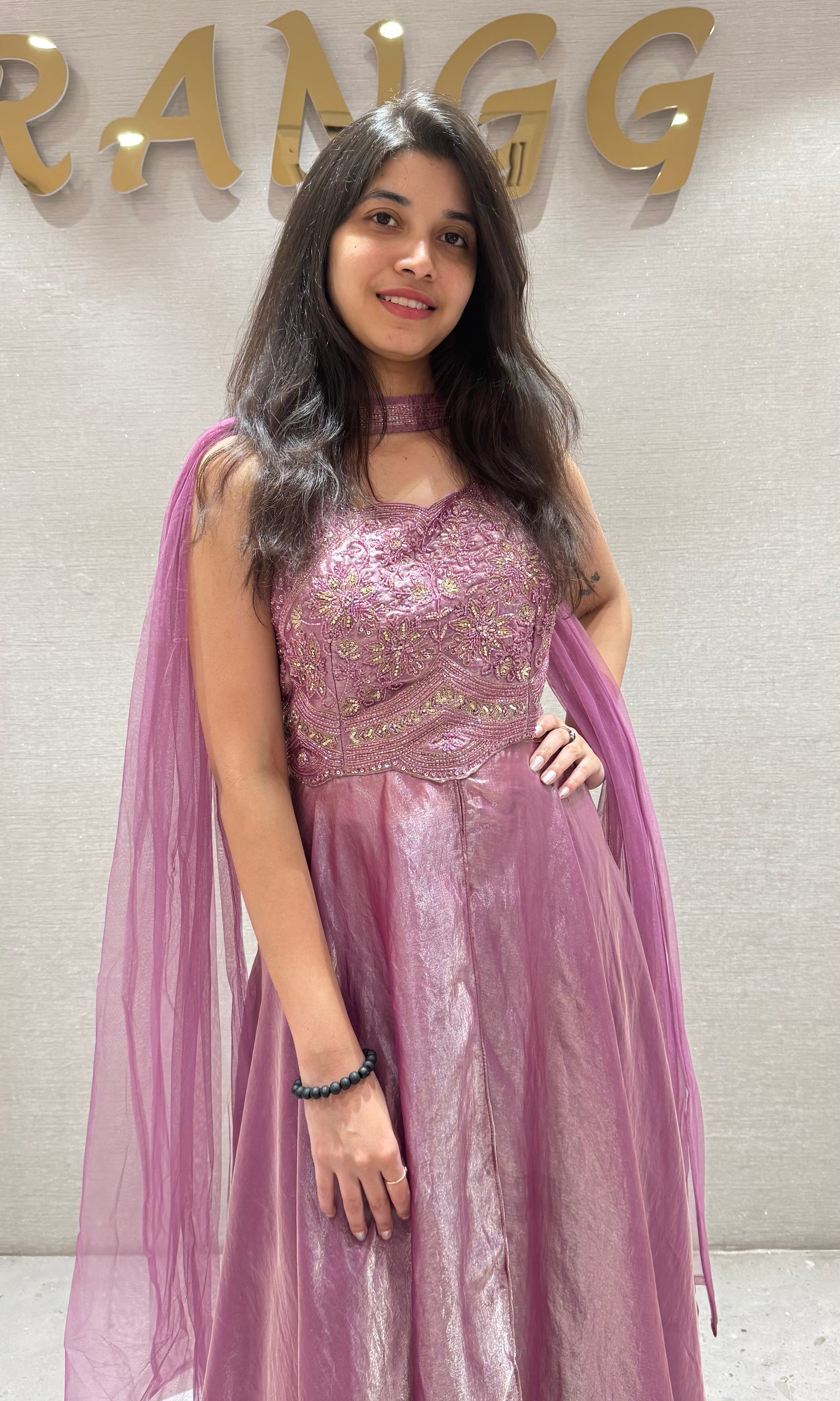 Onion pink LONG ANARKALI SET