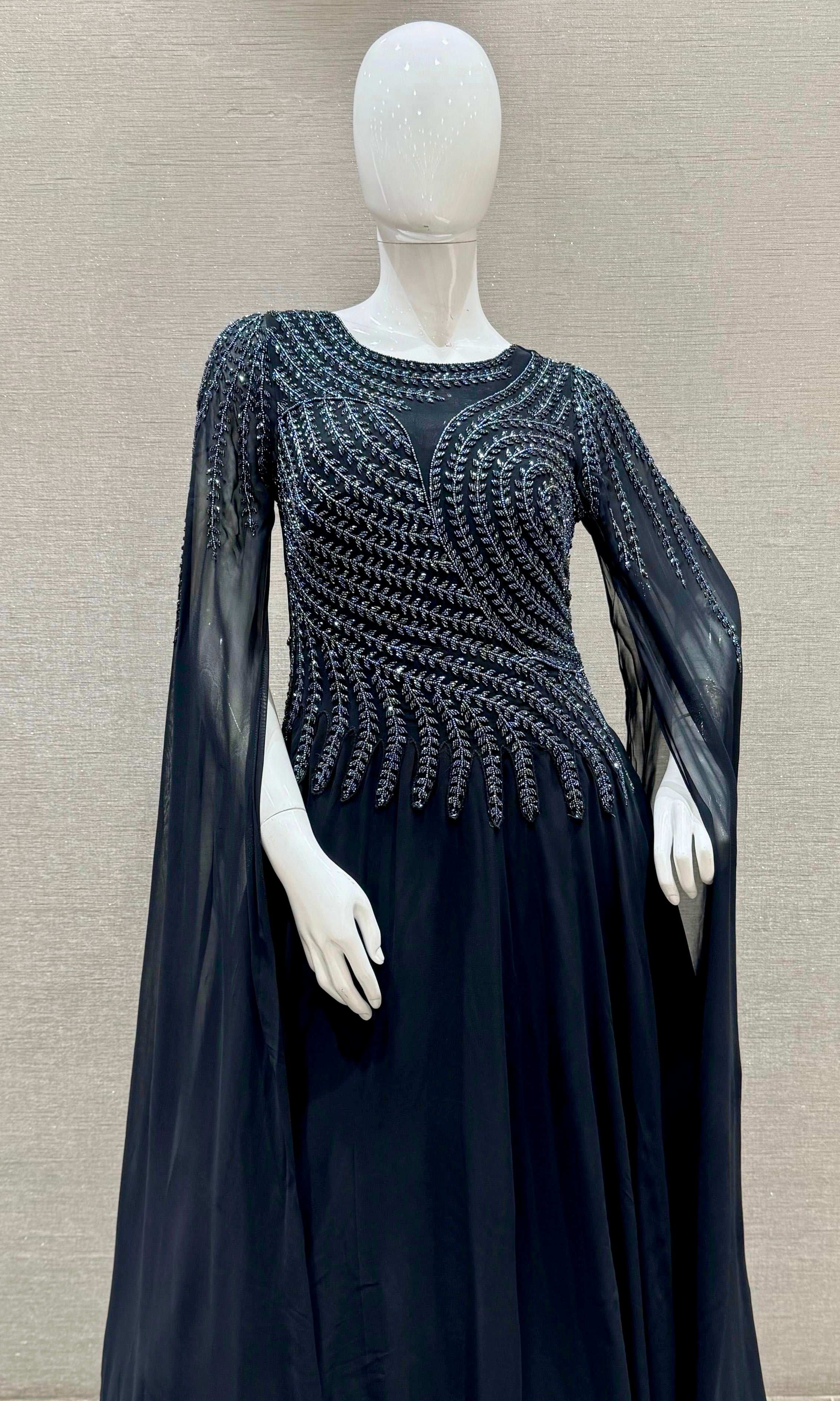 Black long dress with butterfly sleeves