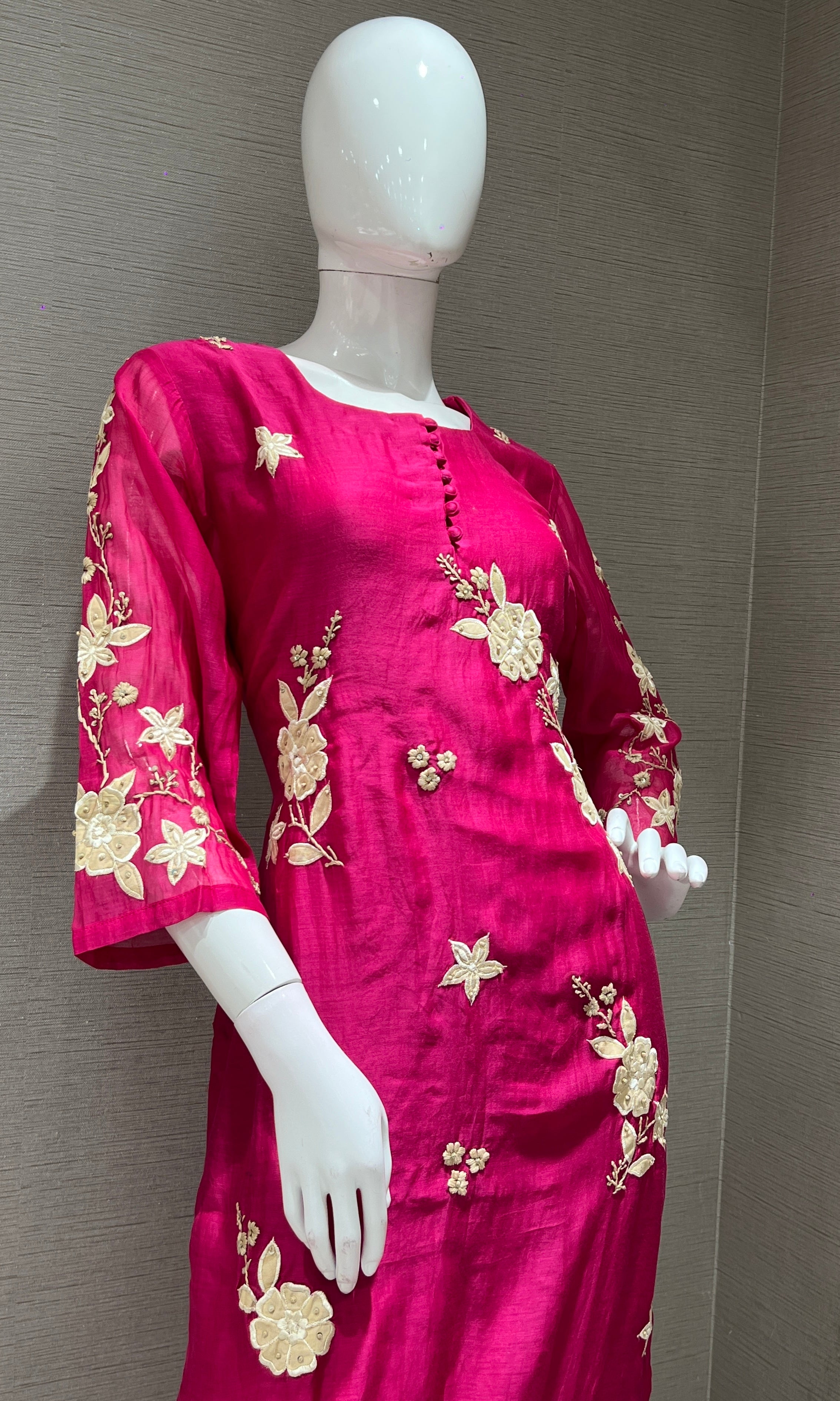Rani PINK FLORAL MOTIF KURTA SET