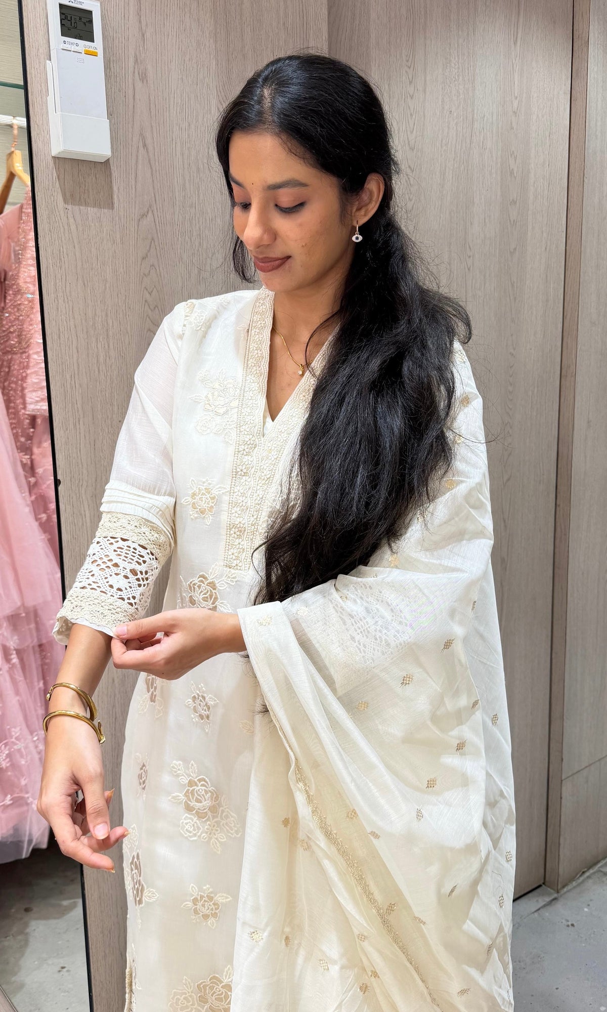 White Cotton Salwar kurta set with Dupatta