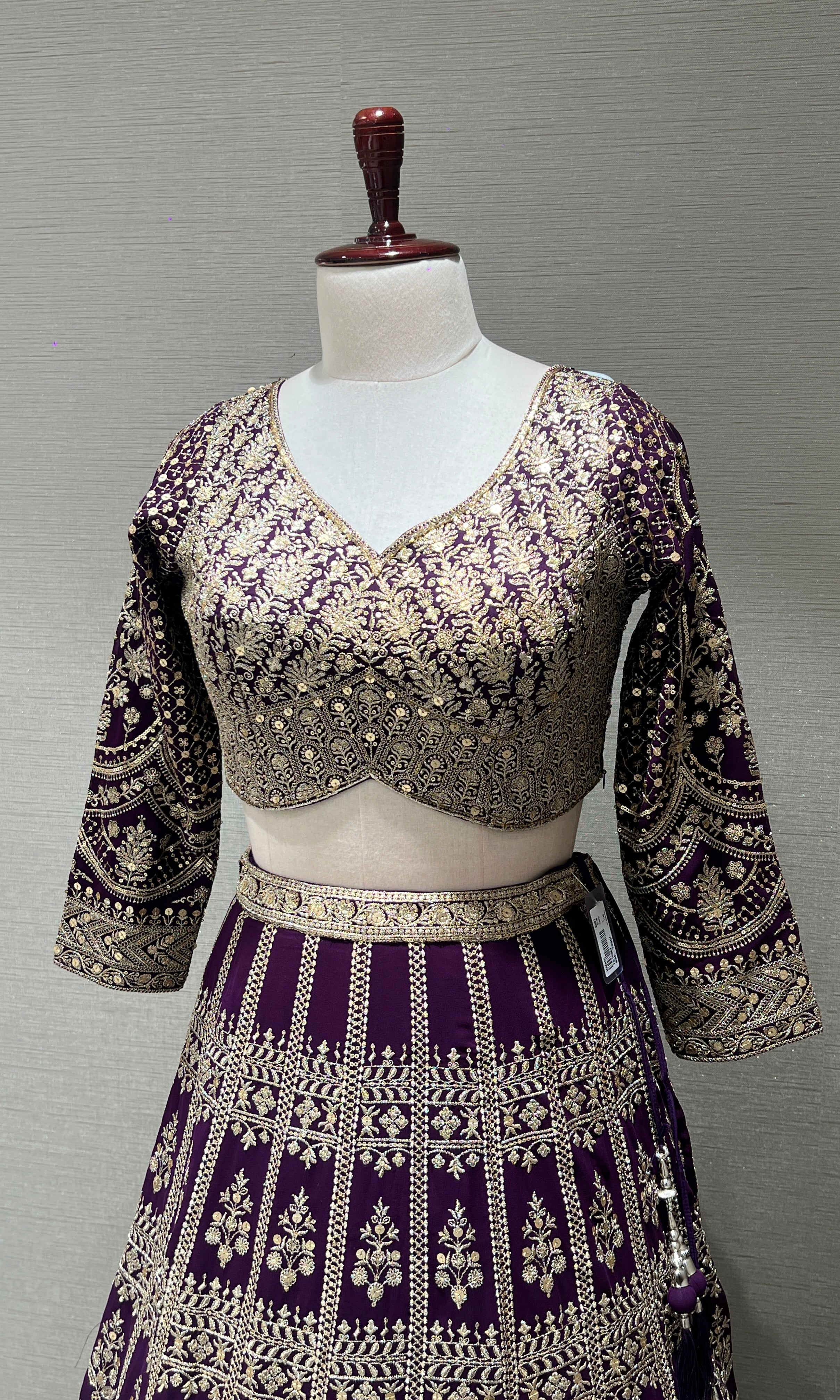 Gold Embroidery lehenga in wine shade
