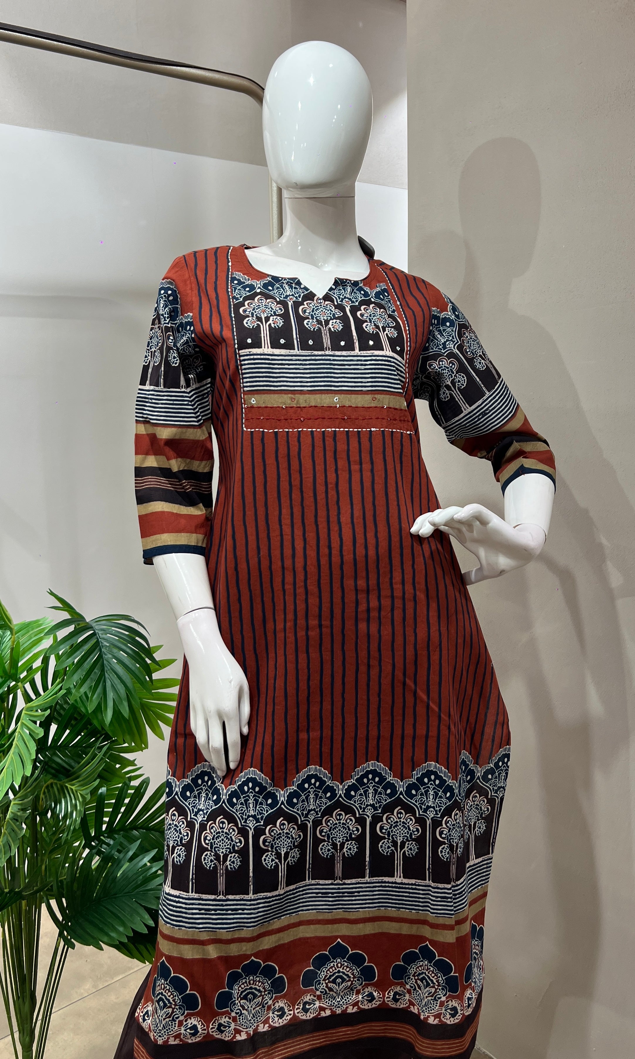 Red ETHNIC PRINTED kurta set