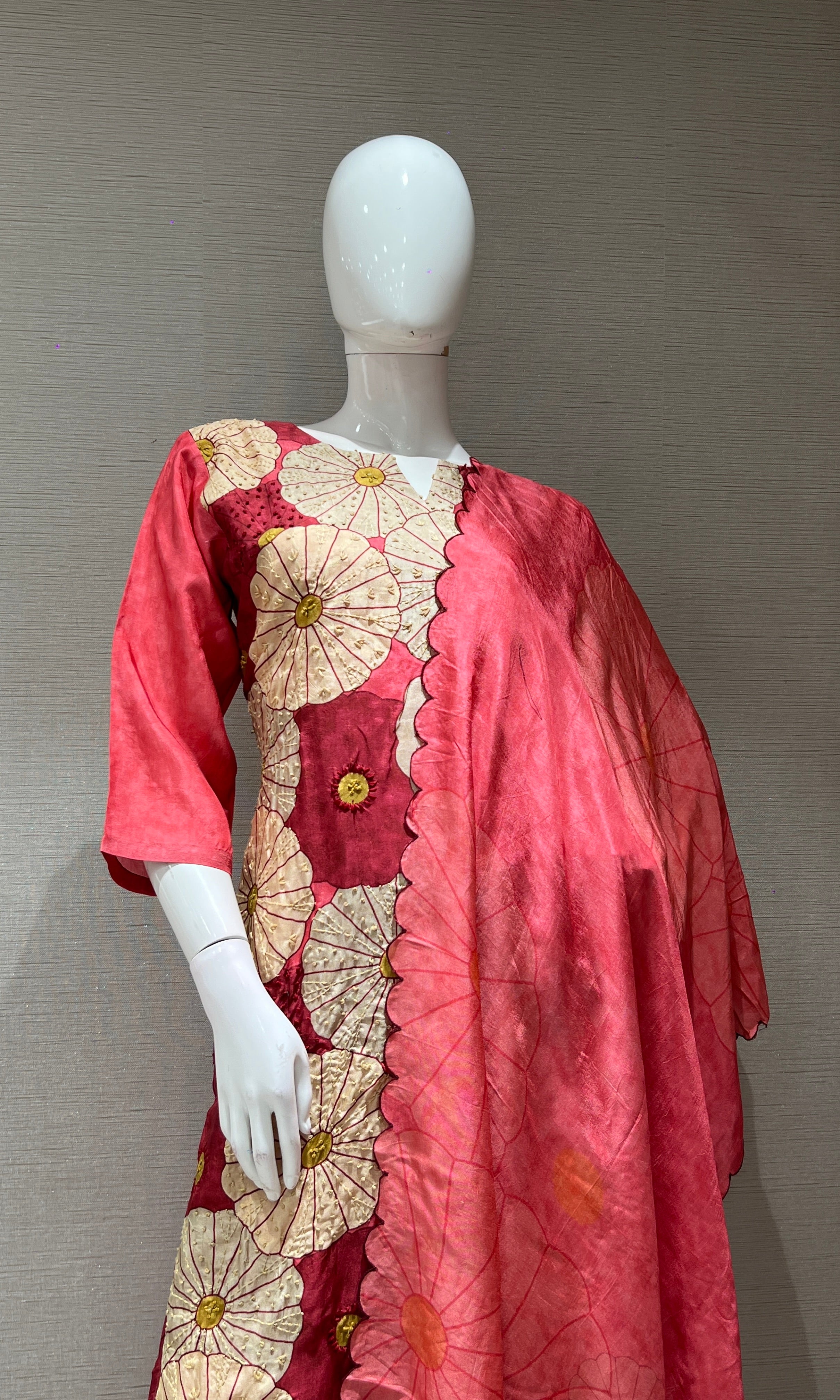 Light pink FLORAL kurta SET