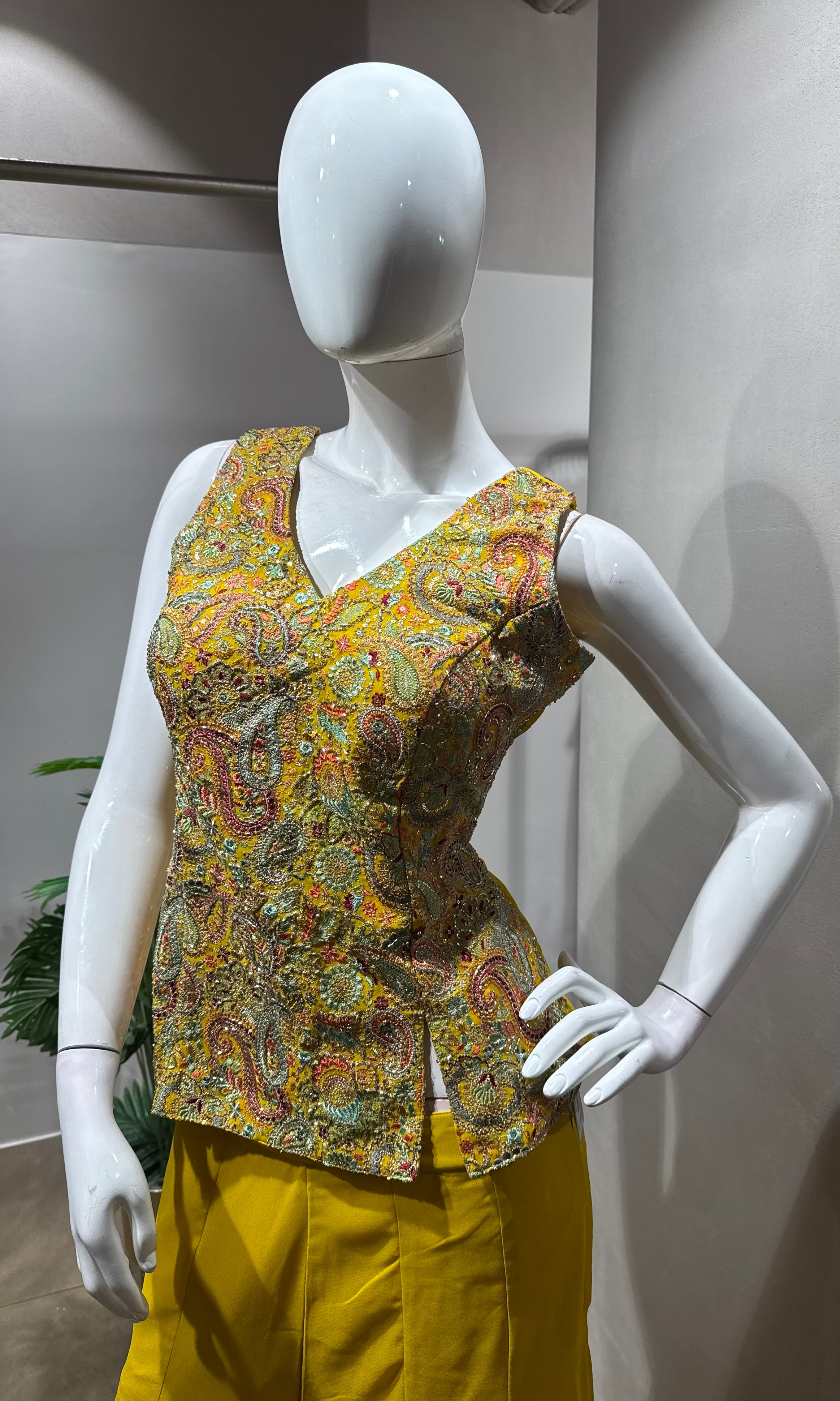 Yellow Georgette palazzo Set