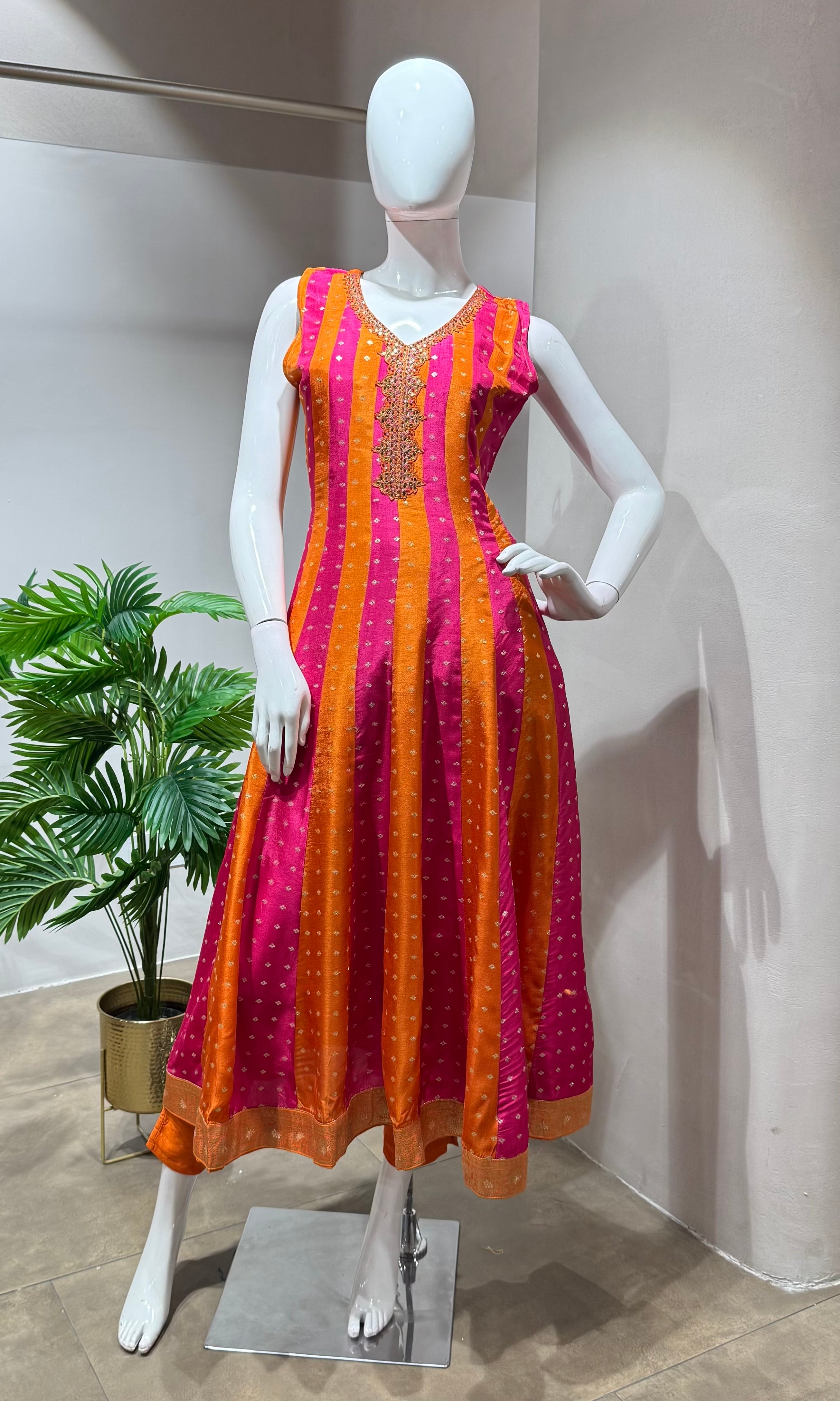 Orange & Pink anarakali dress