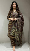 Brown A LINE KURTA SET