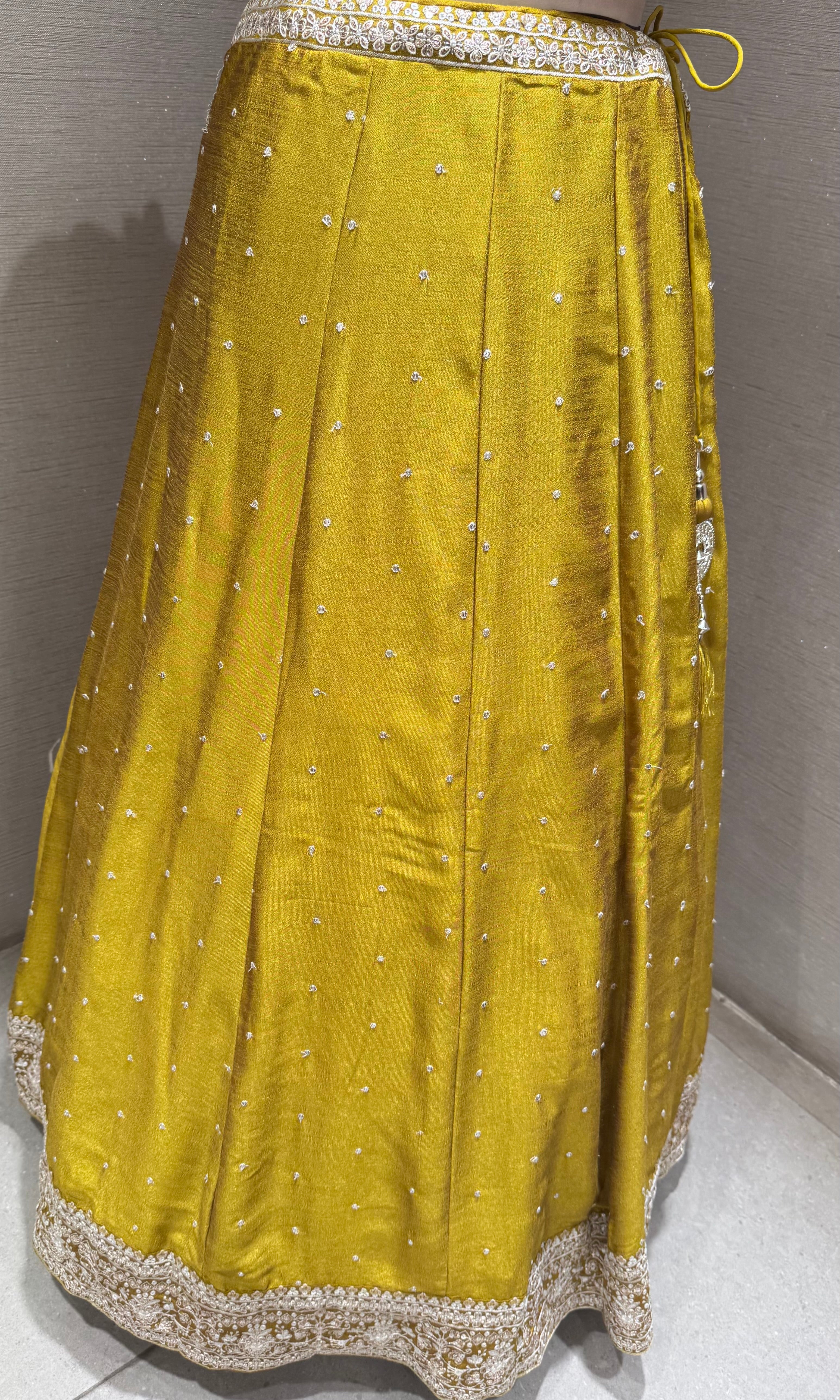 Green Silk Lehenga Choli with Embroidered Dupatta