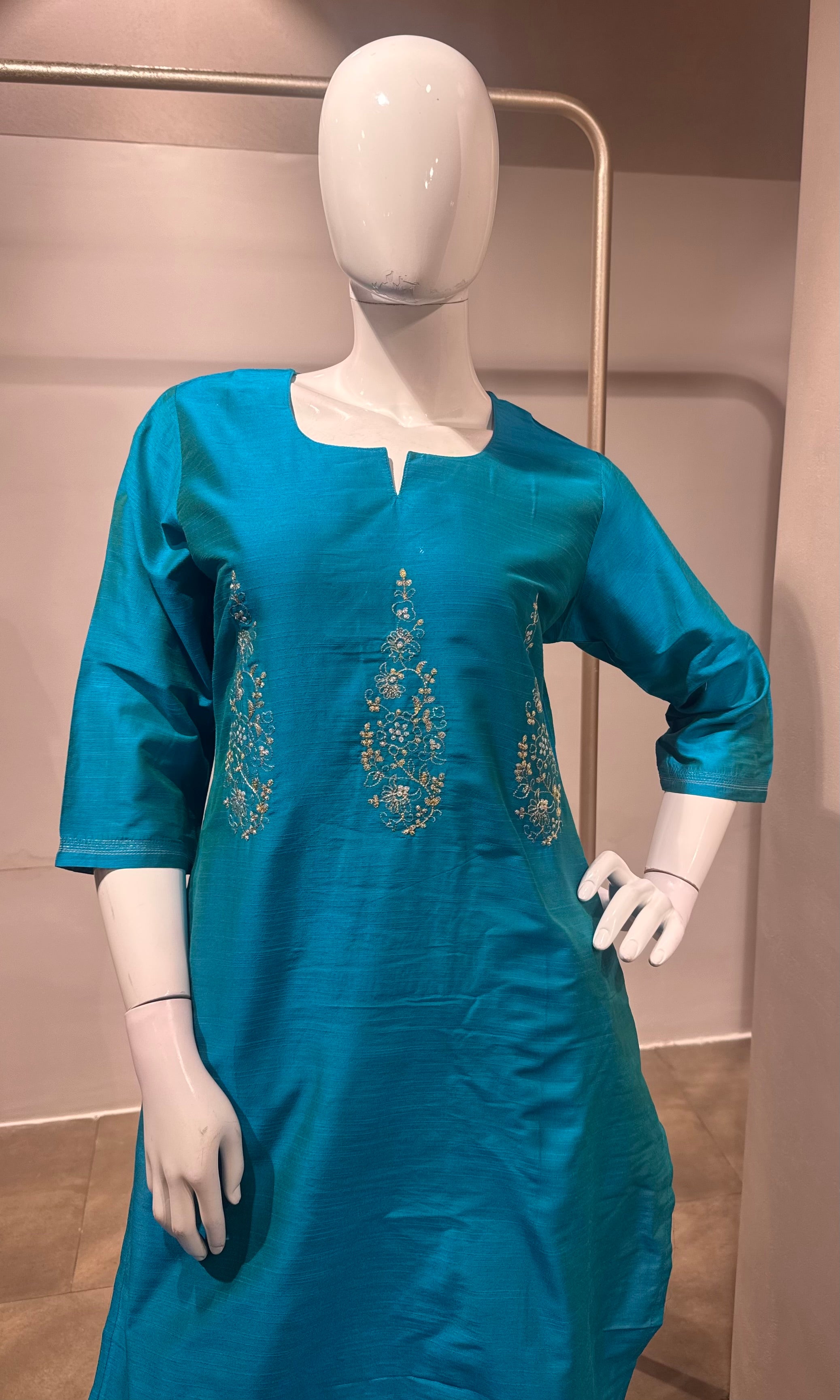 Rama Blue Straight Salwar Kurta Set with Dupatta