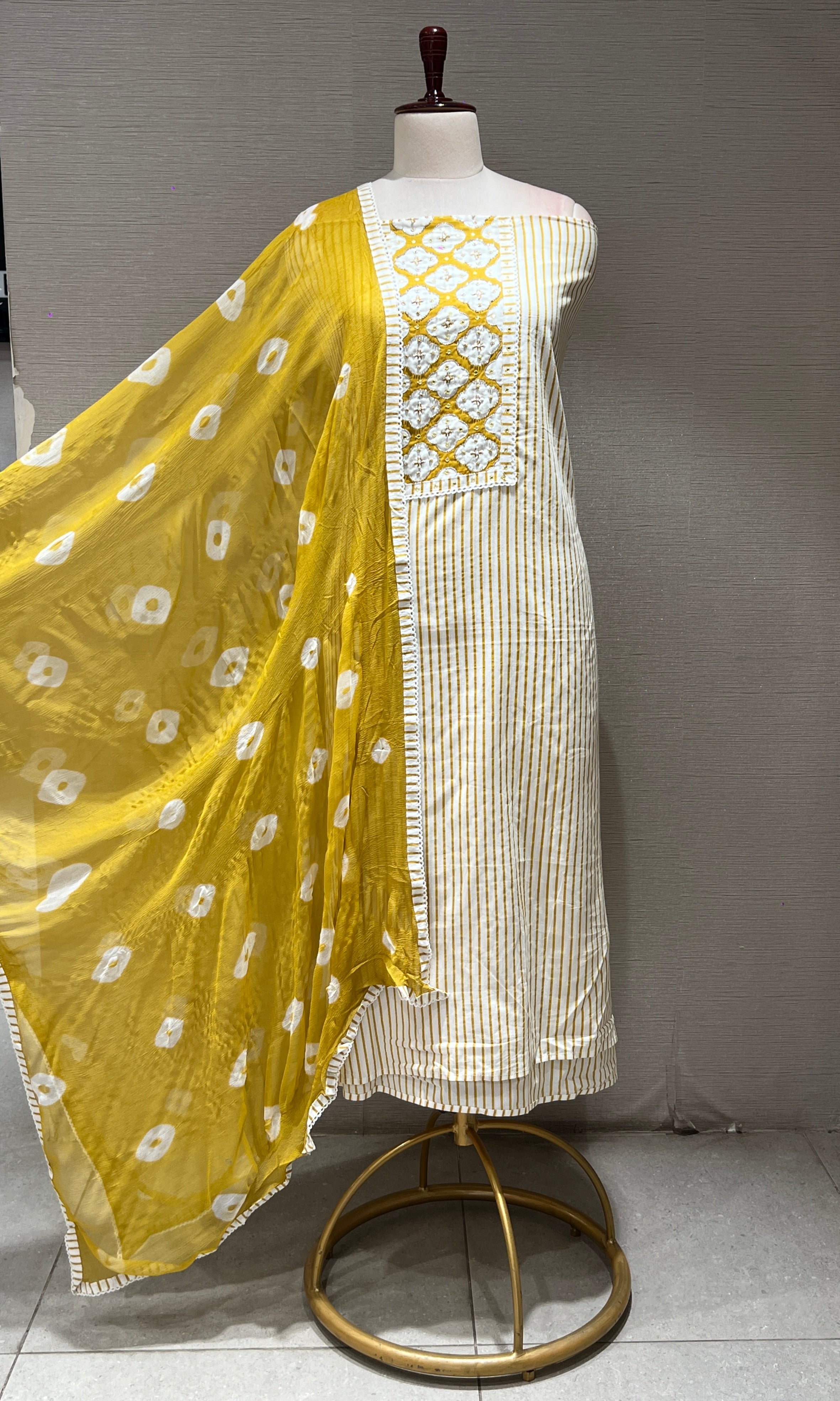 Mustard yellow dress material