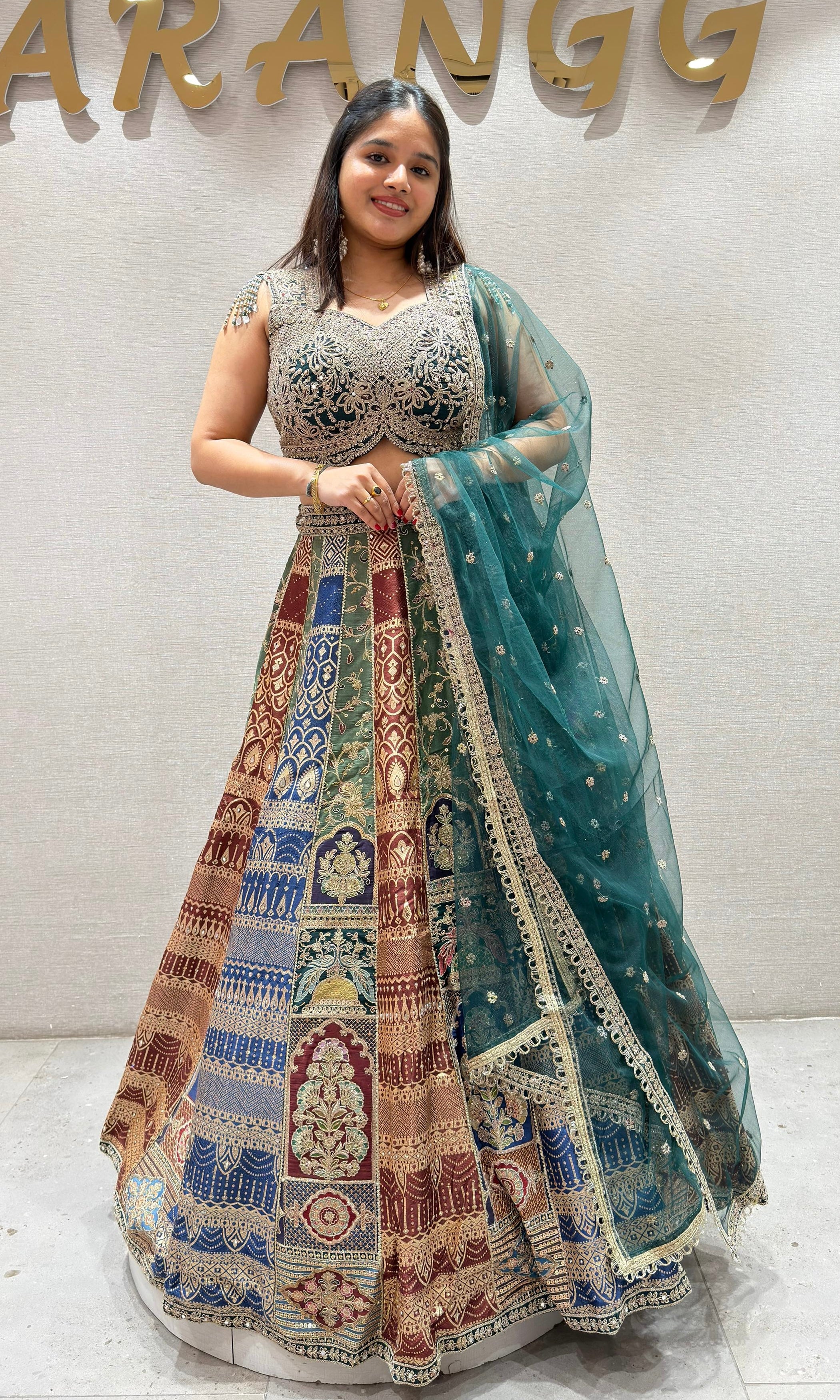 Multi GOLDEN HEAVY EMBROIDERED Lehenga