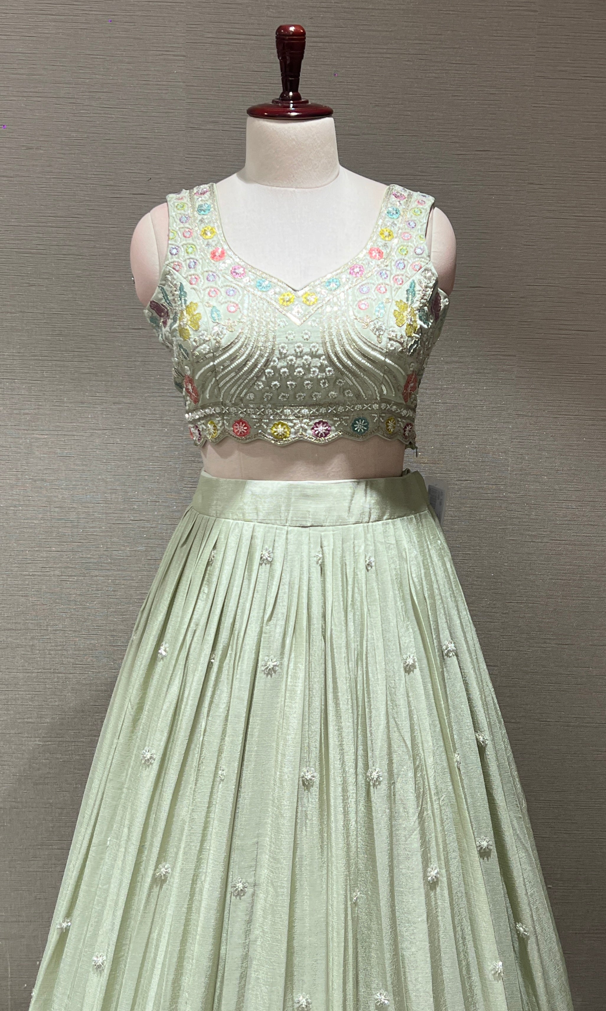 Pista green FLORAL EMBROIDERED Lehenga