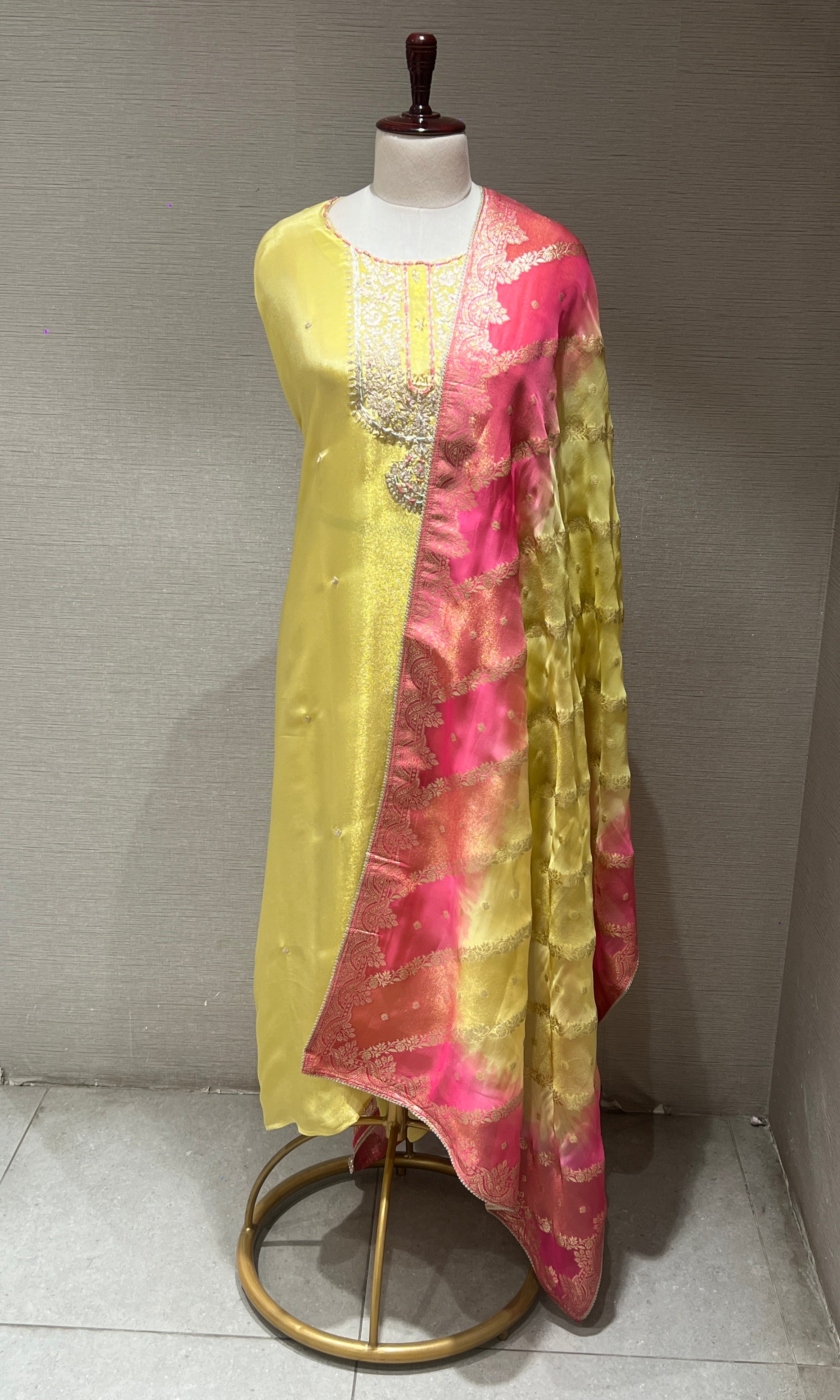 Light yellow dress material