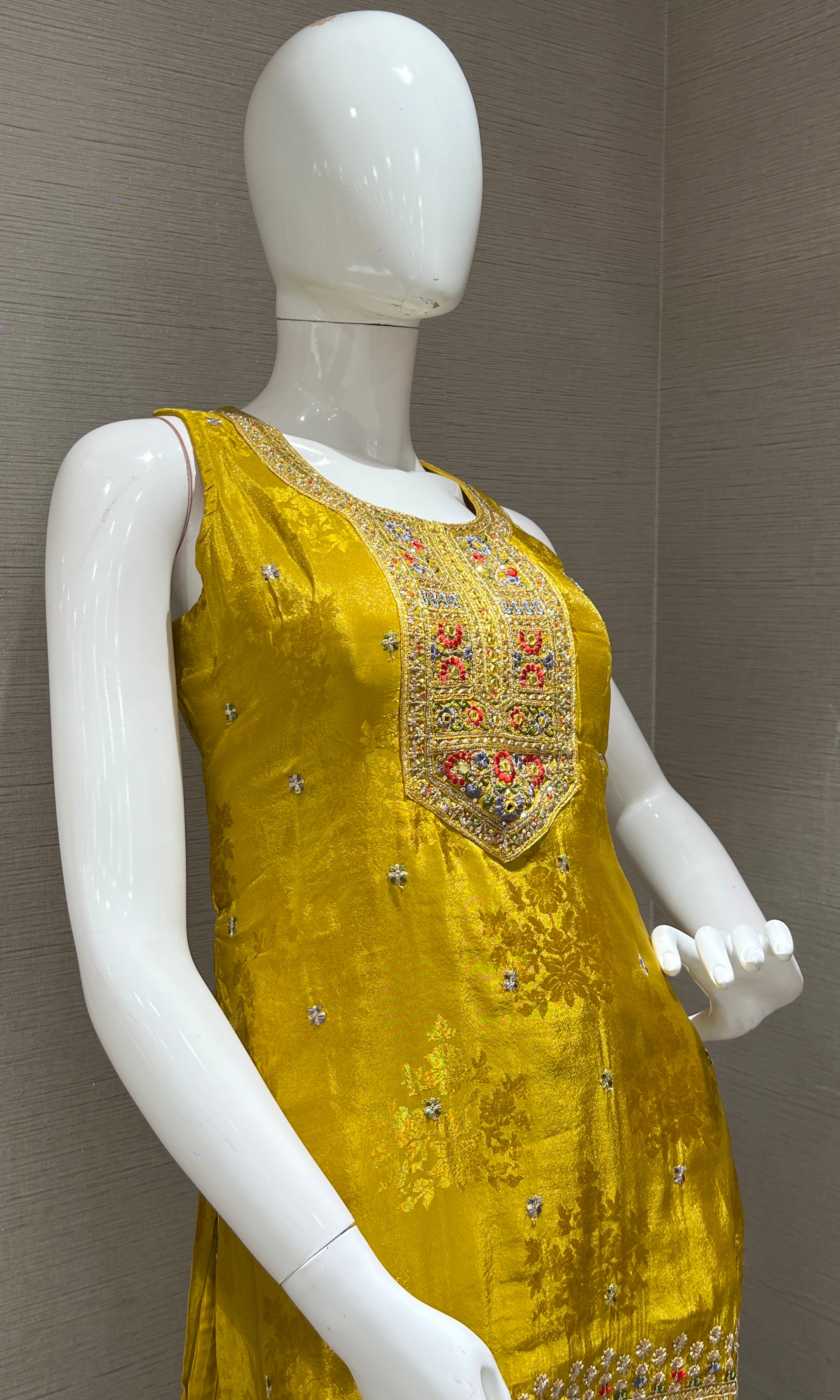 Yellow Golden Glow Embroidered Sharara Set