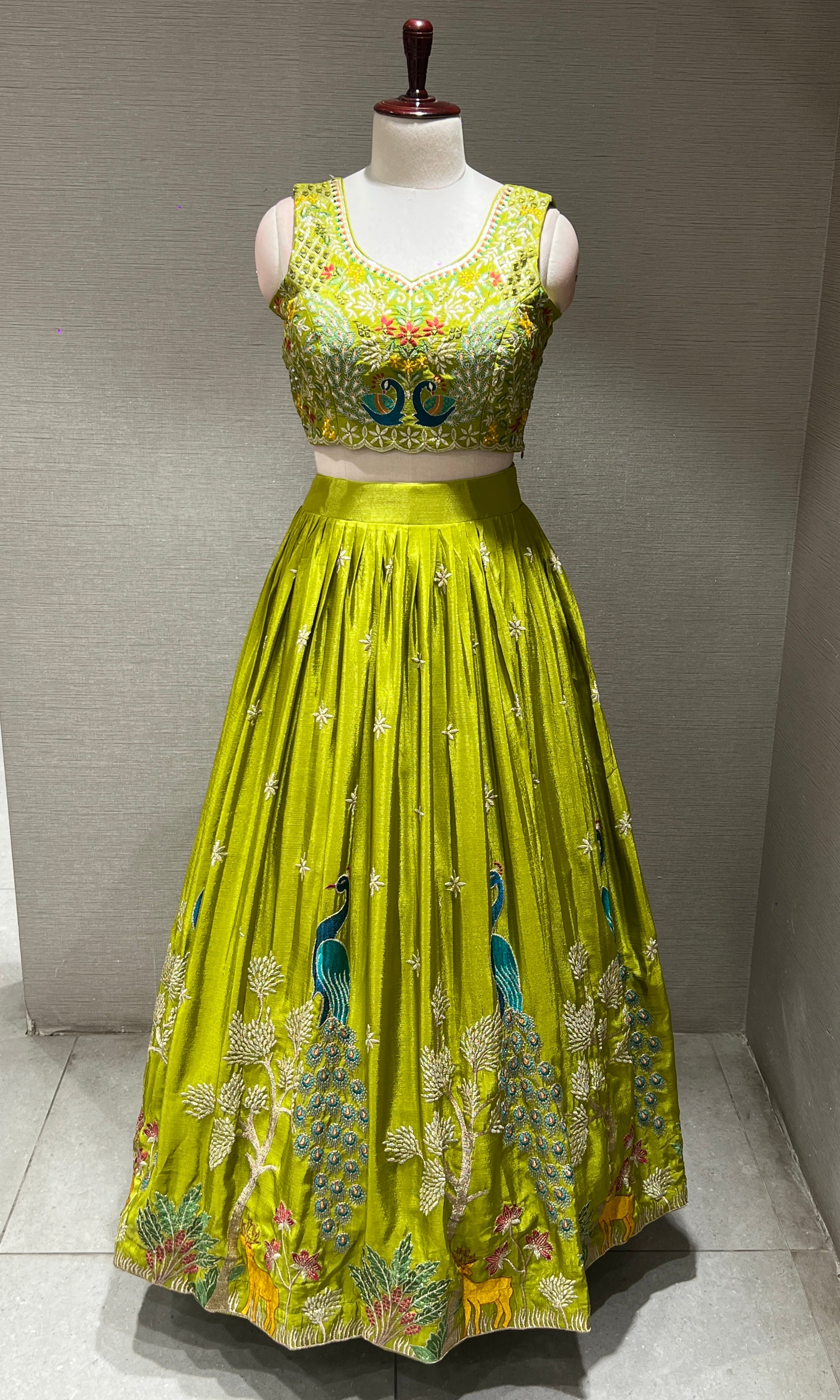 Green Lehenga WITH PEACOCK DESIGN