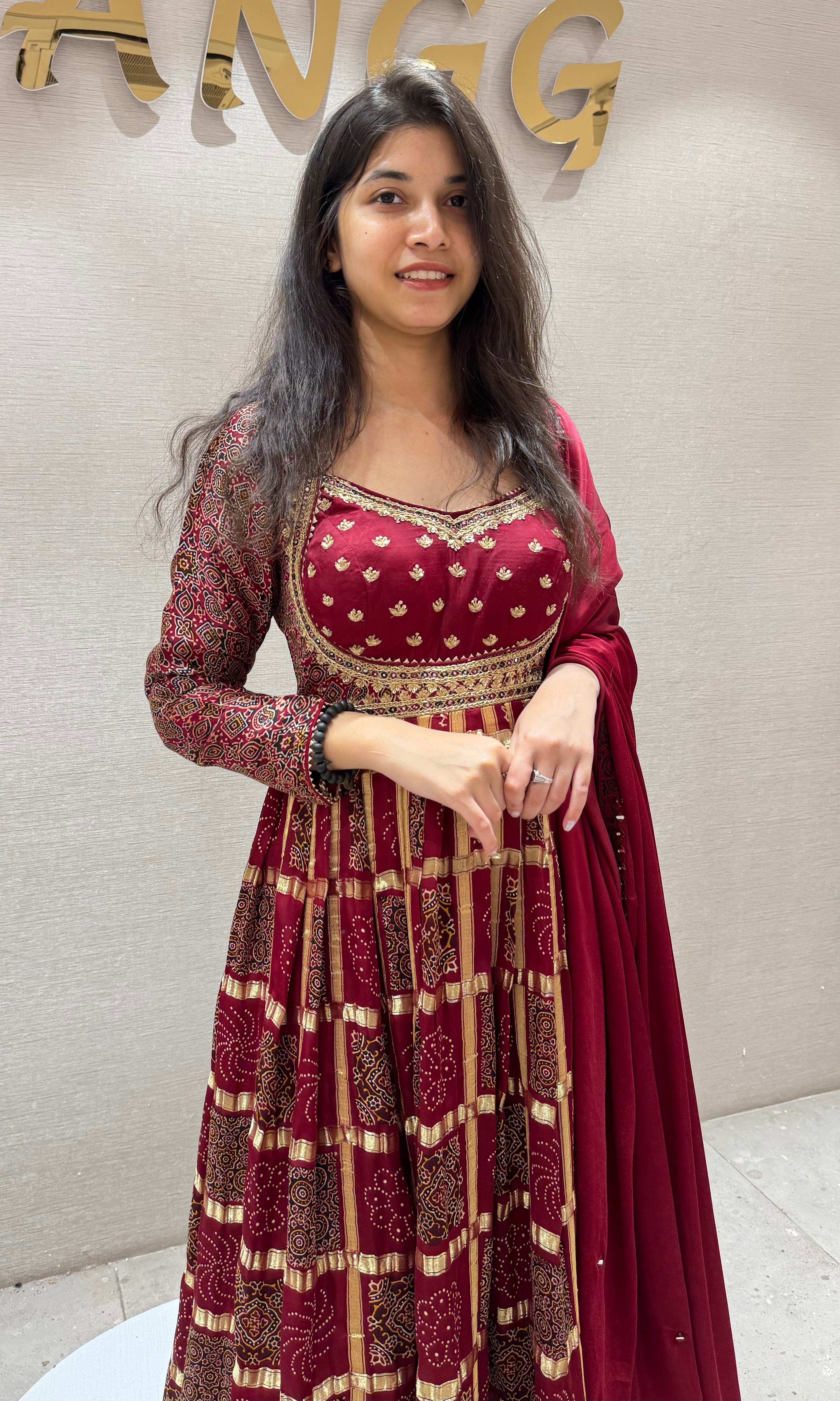 Maroon GOLDEN EMBROIDERED ANARKALI