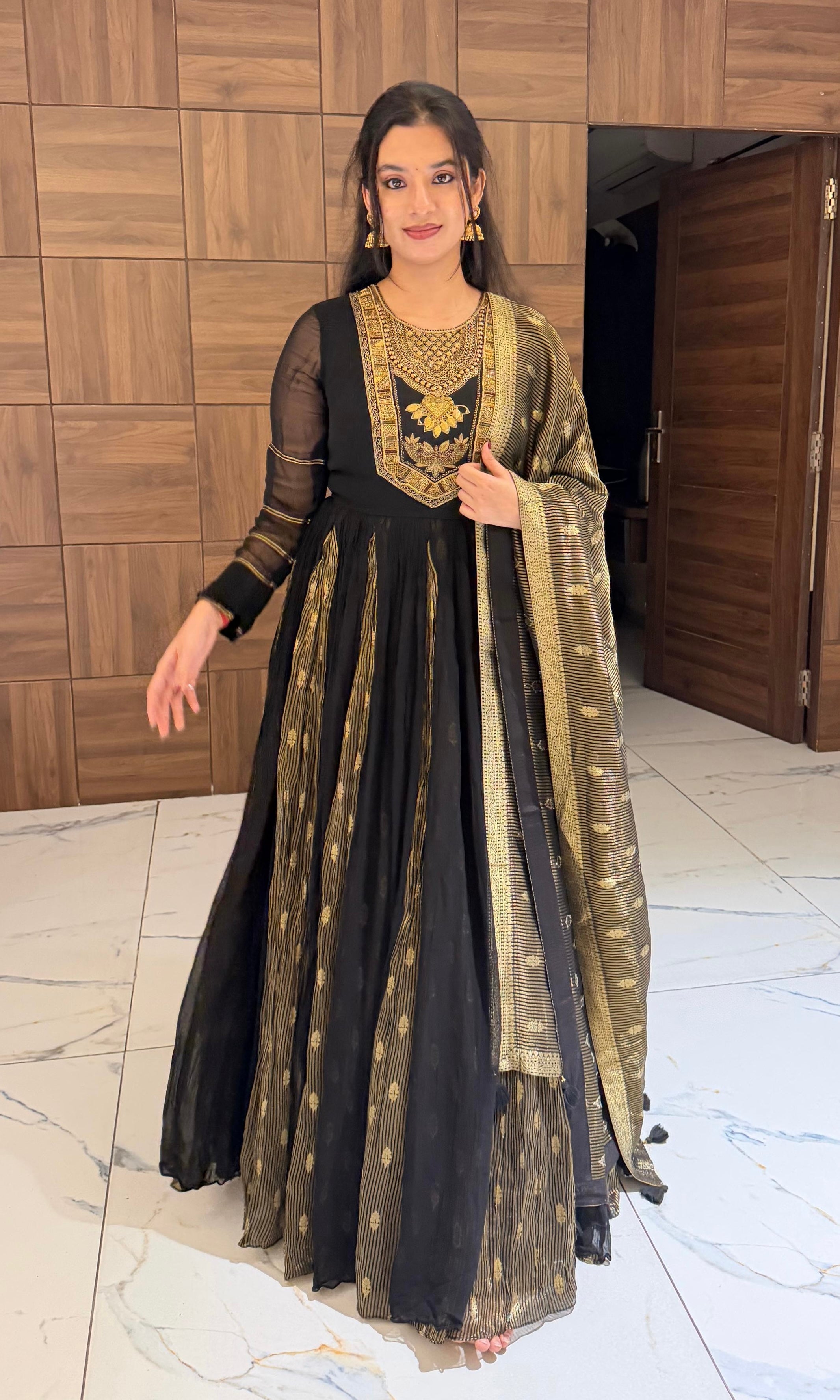 Black GOLDEN ANARKALI