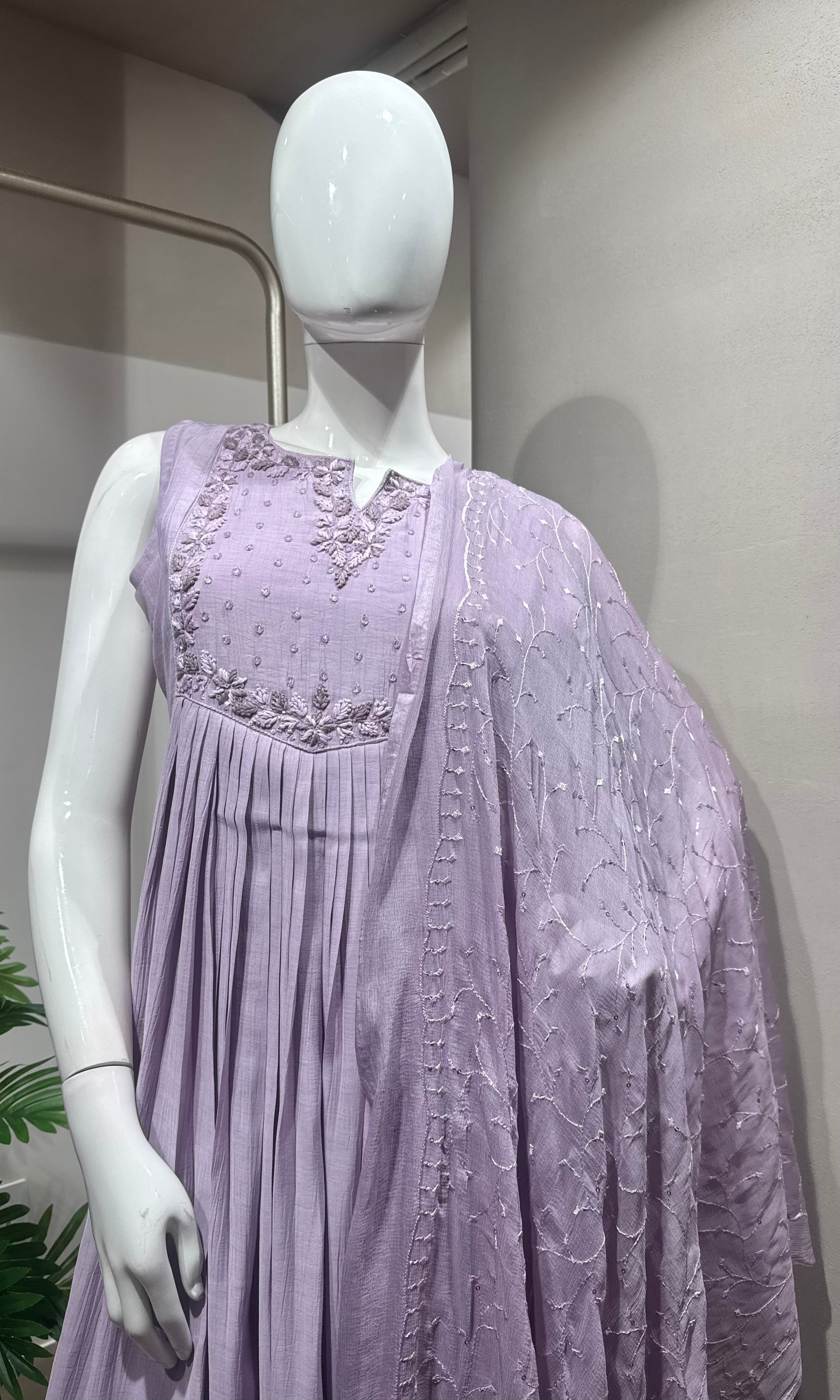 Lavender Bloom Anarkali kurta Set
