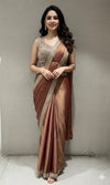 RUST GOLDEN DRAPE SAREE WITH ELEGANT BLOUSE