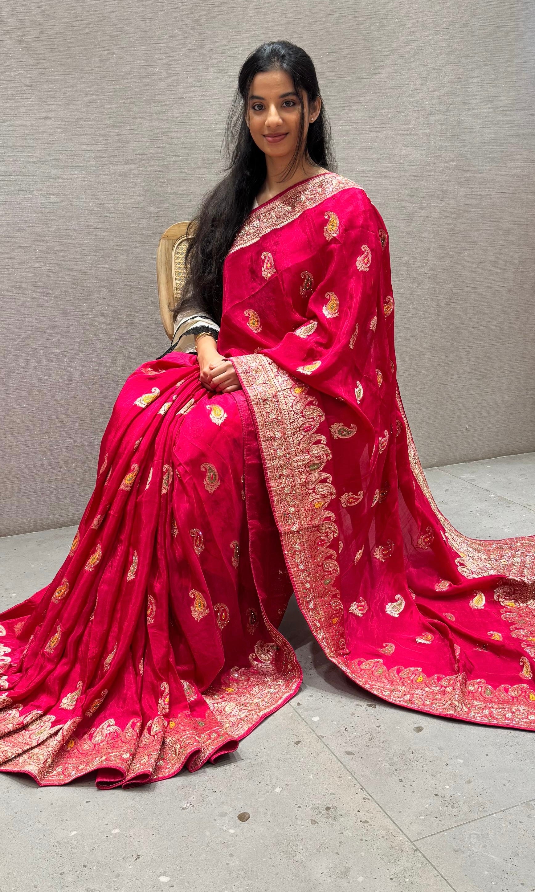 Pink Banarasi saree