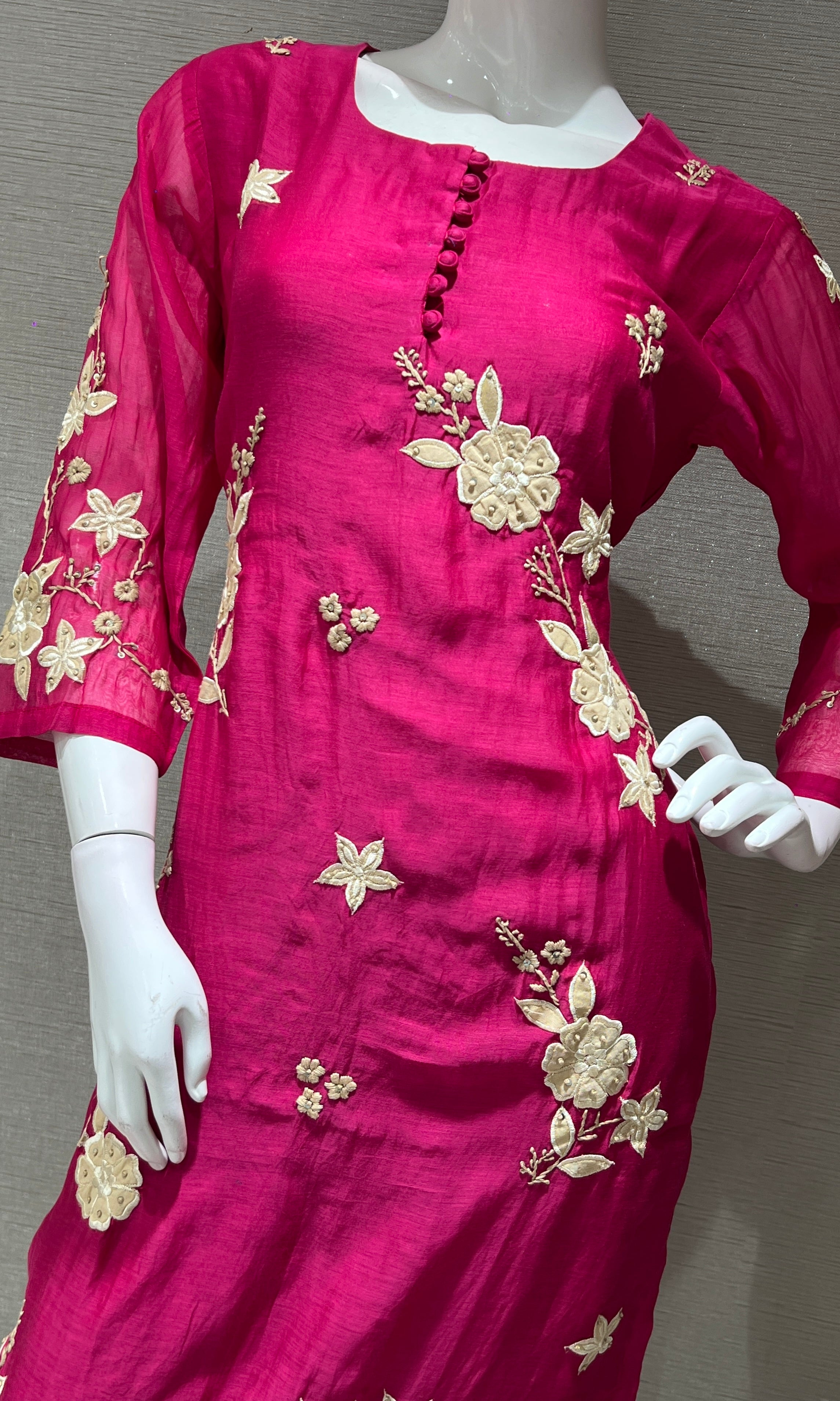 Rani PINK FLORAL MOTIF KURTA SET