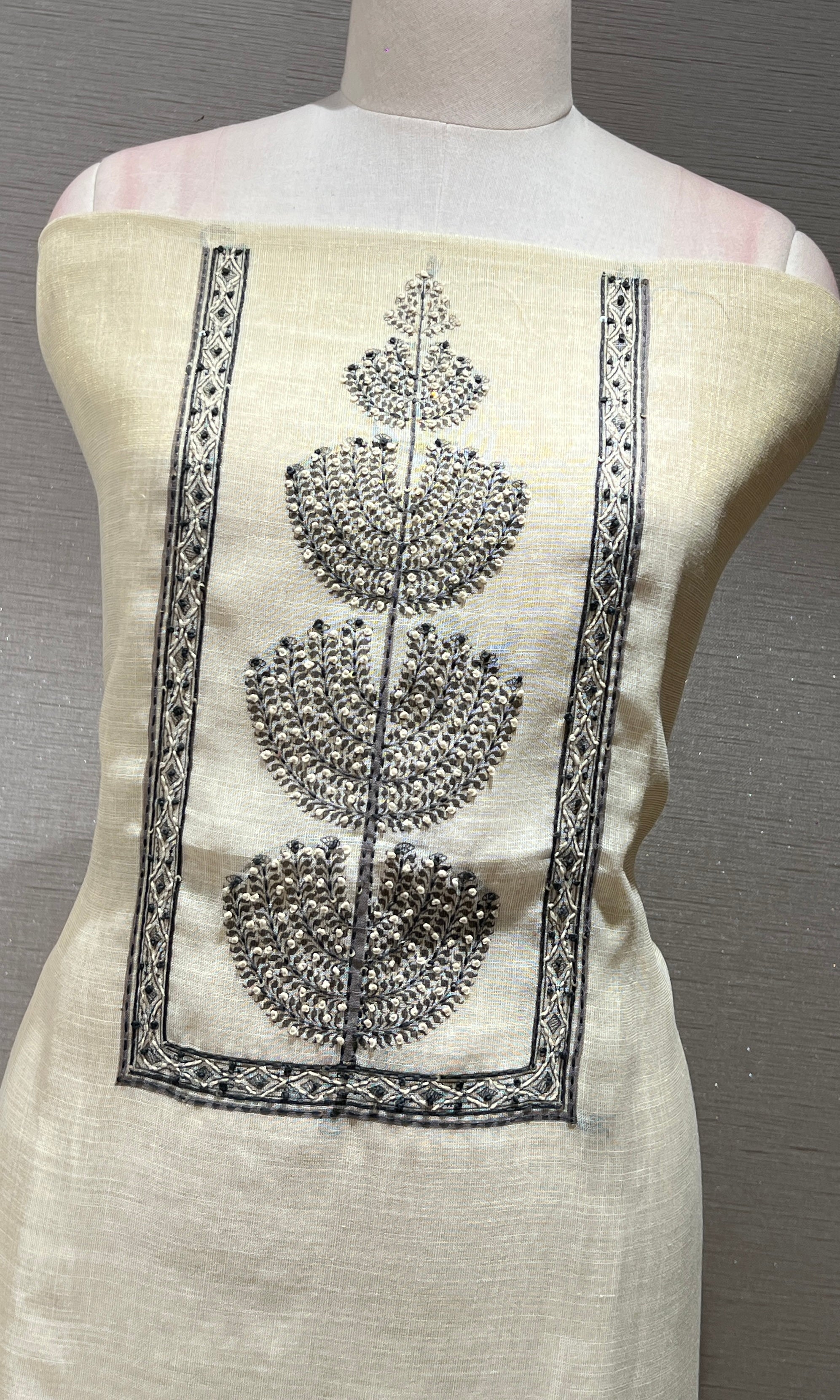 Grey FLORAL dress material