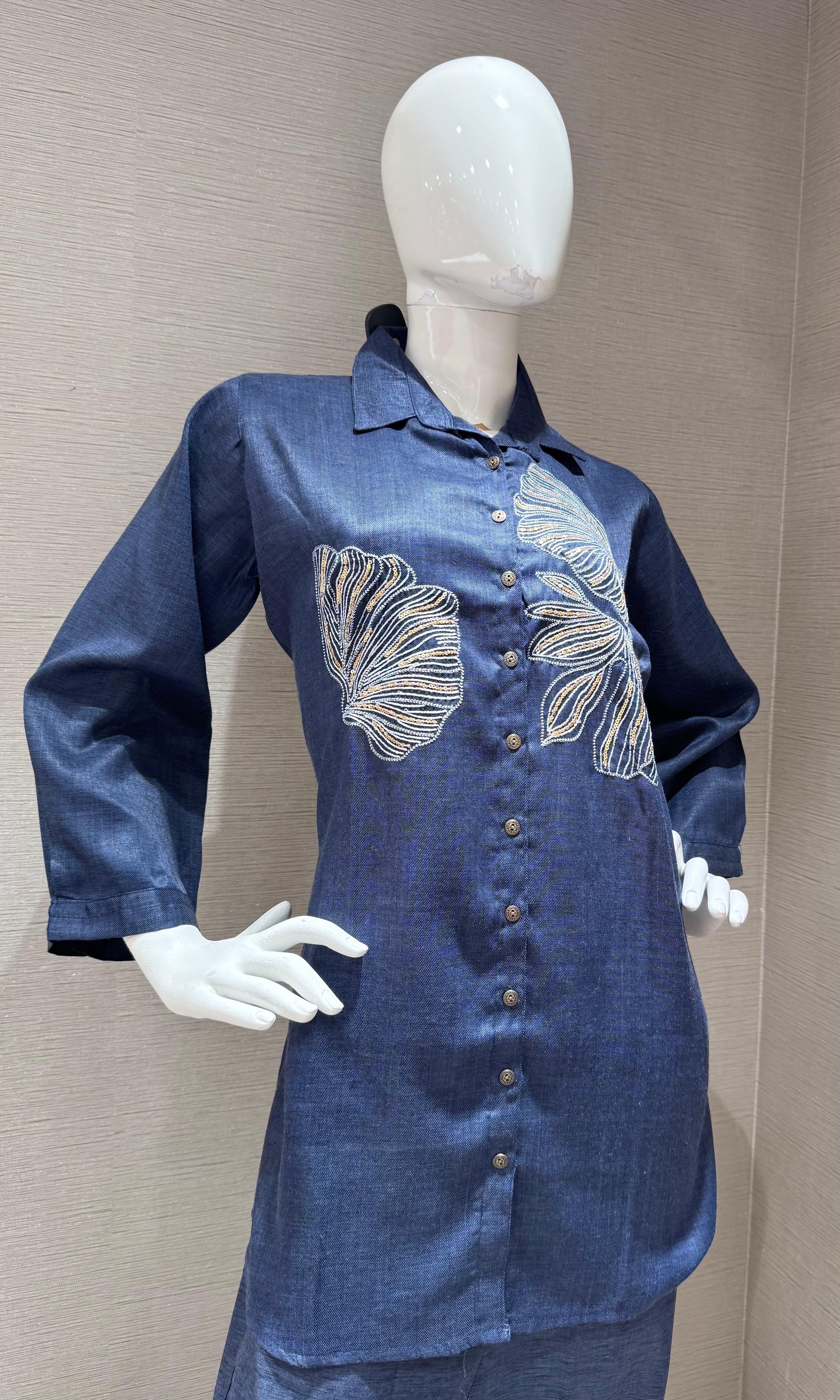 Indigo Blue Floral Cord Set