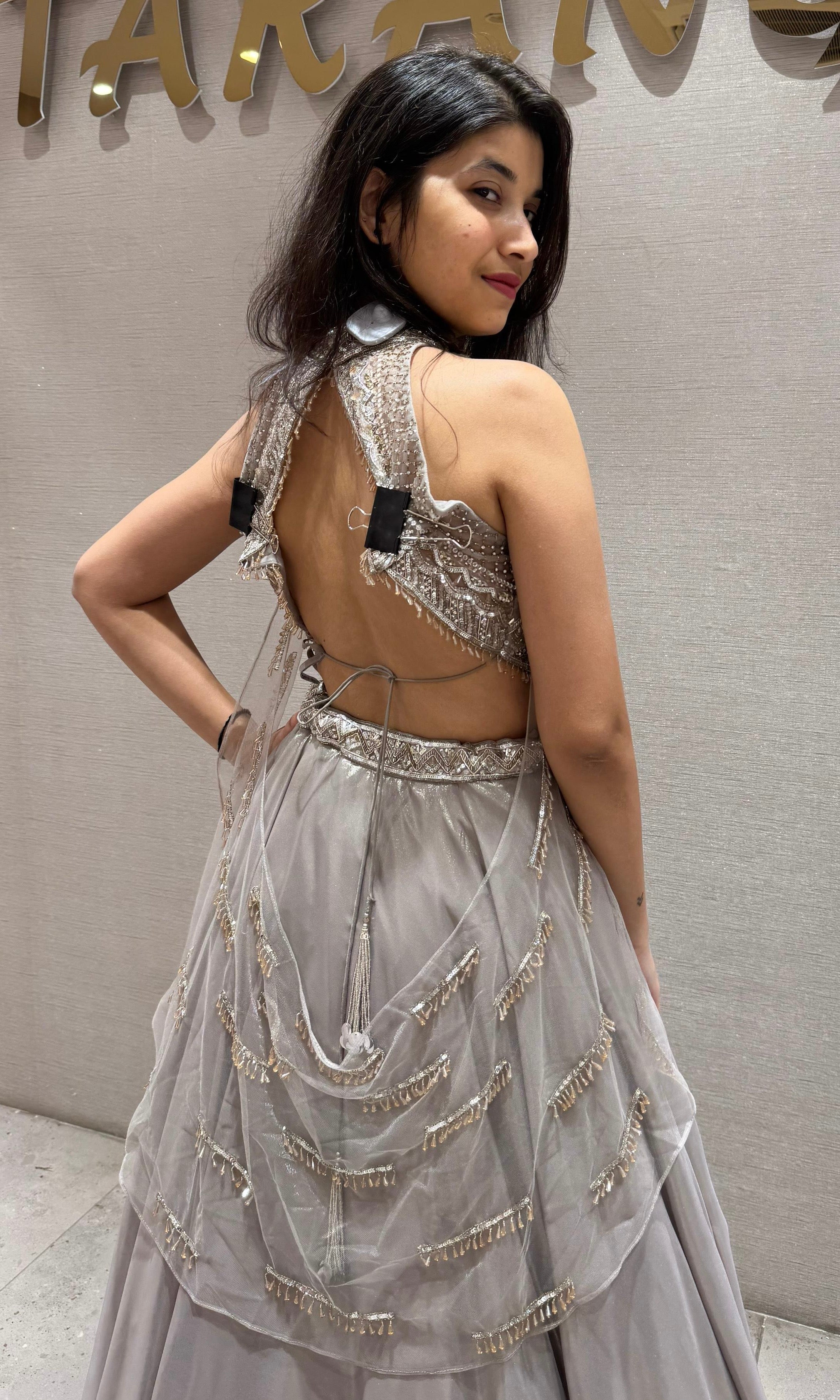 Silver shimmer stone Lehenga