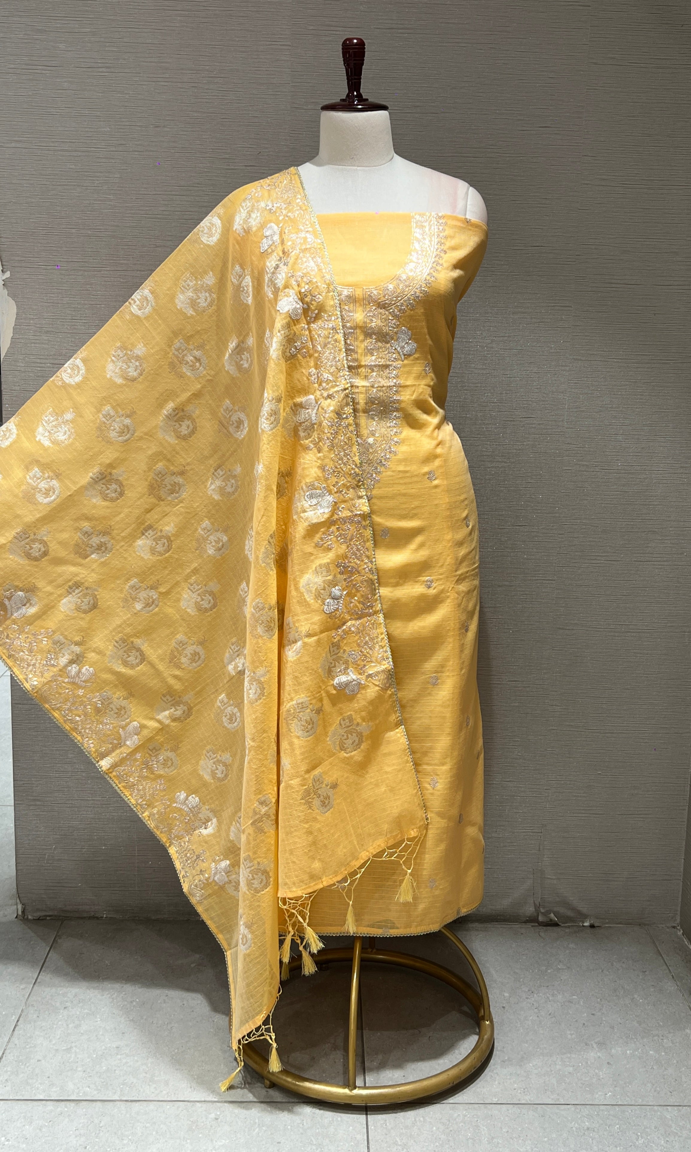 Light yellow dress material