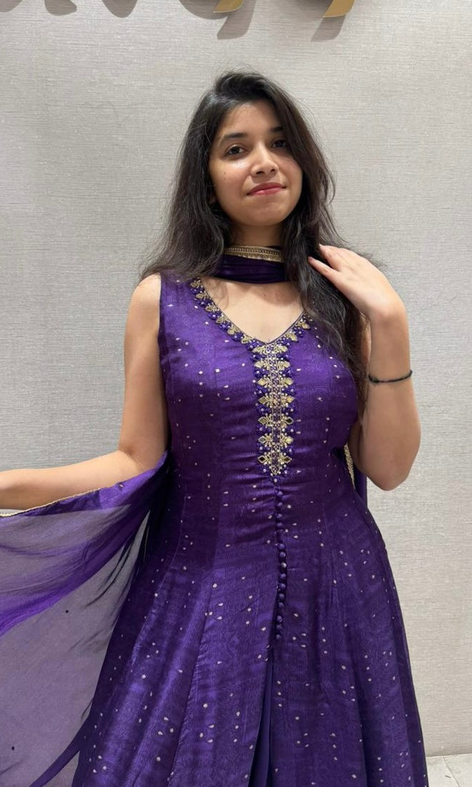 Royal Amethyst Front Slit Anarkali KURTA Set