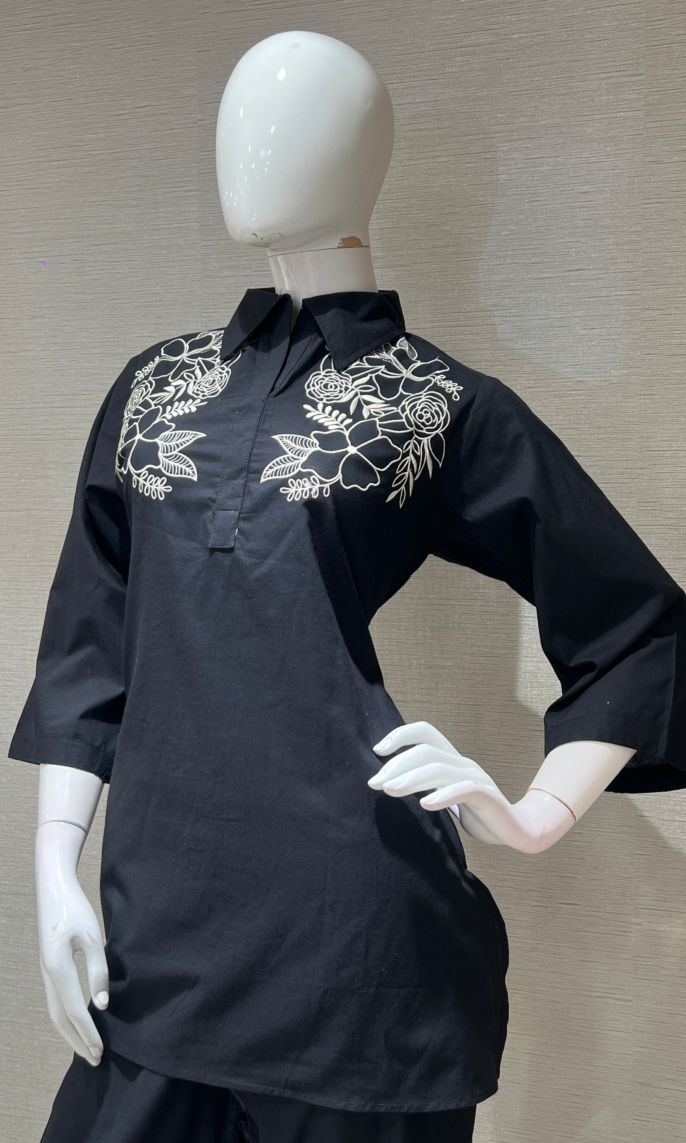 Black Ivory Floral Cord set