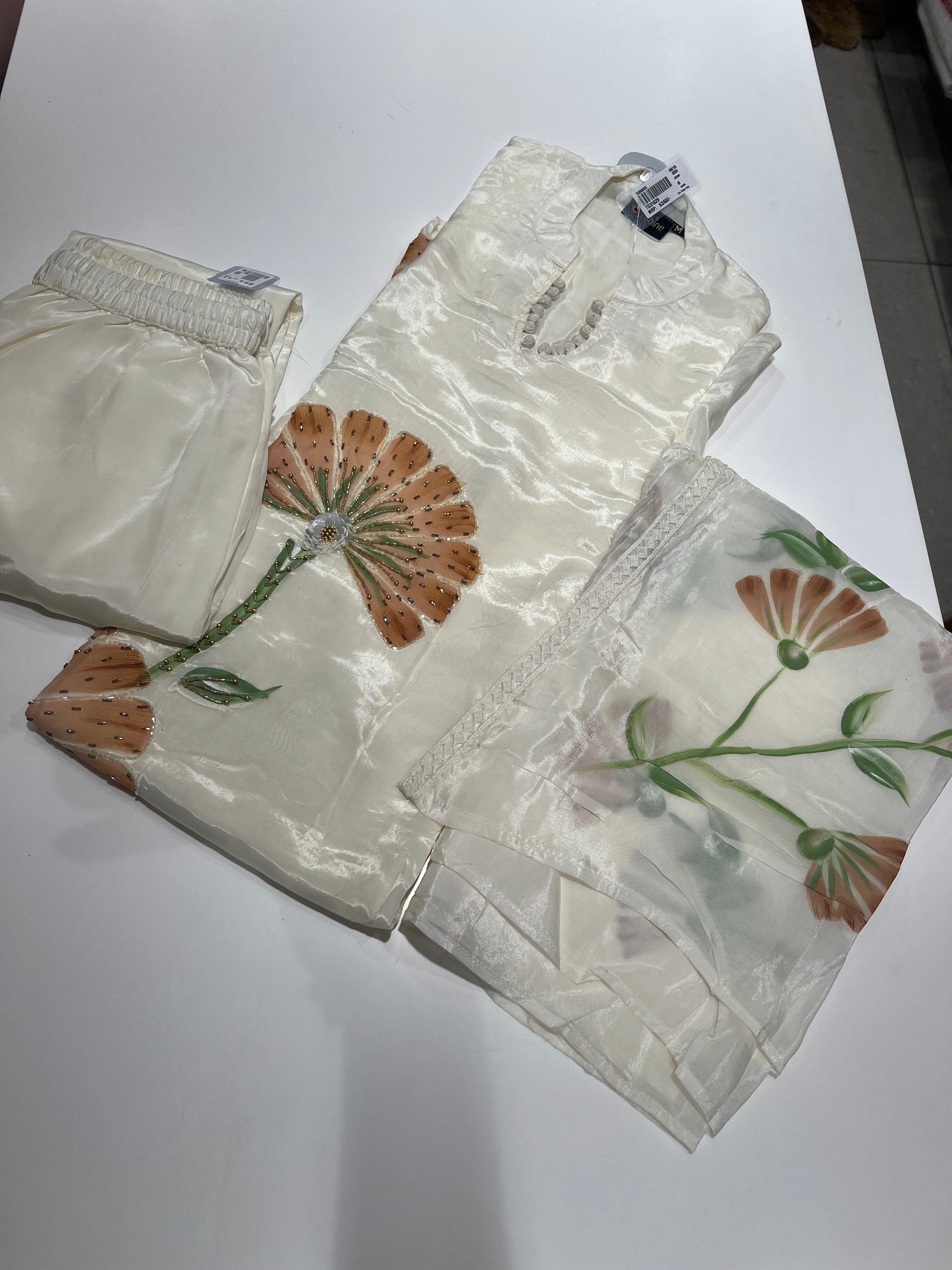 Cream Floral Motif KURTA SET