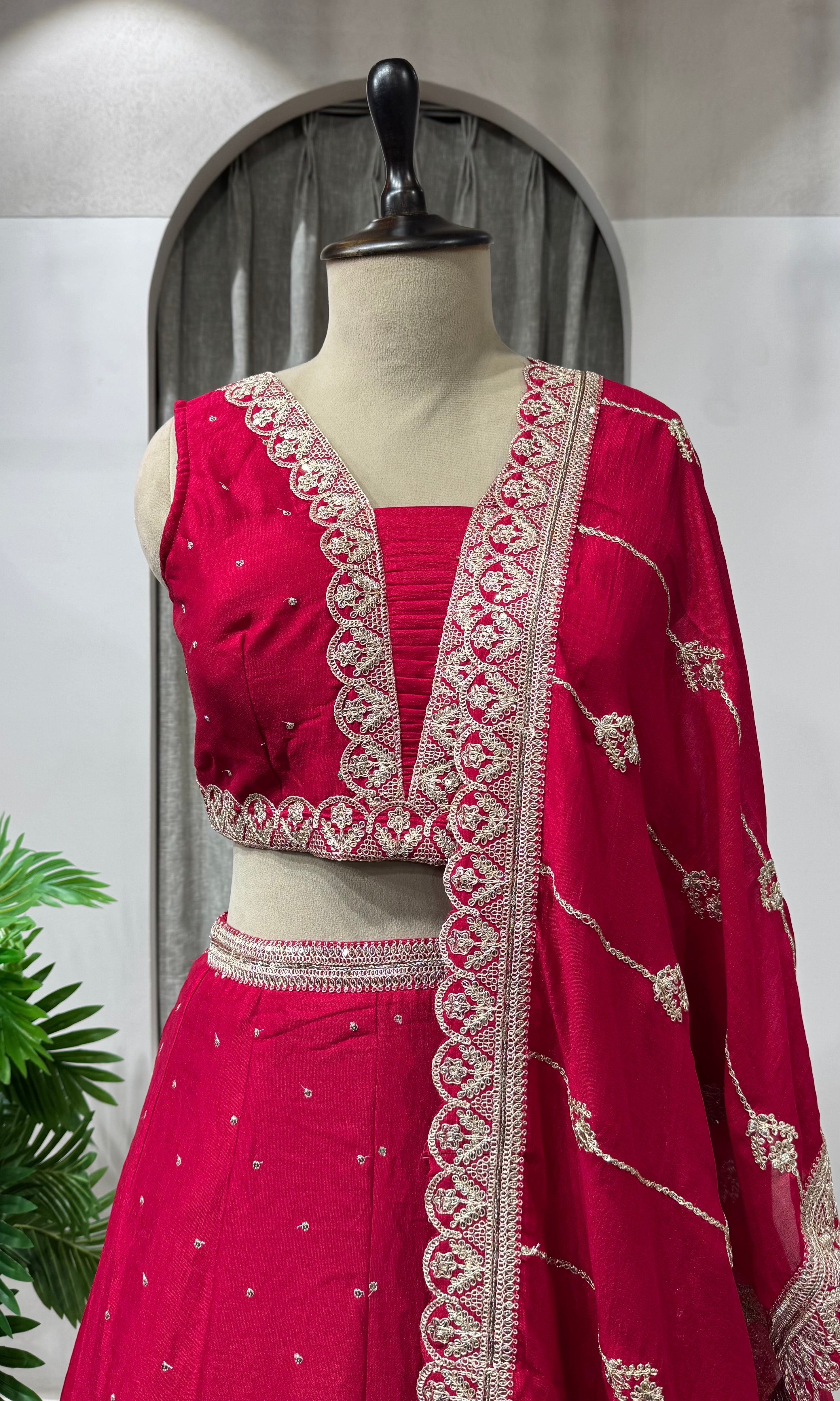 Pink Georgette Lehenga with Sequin Embroidery