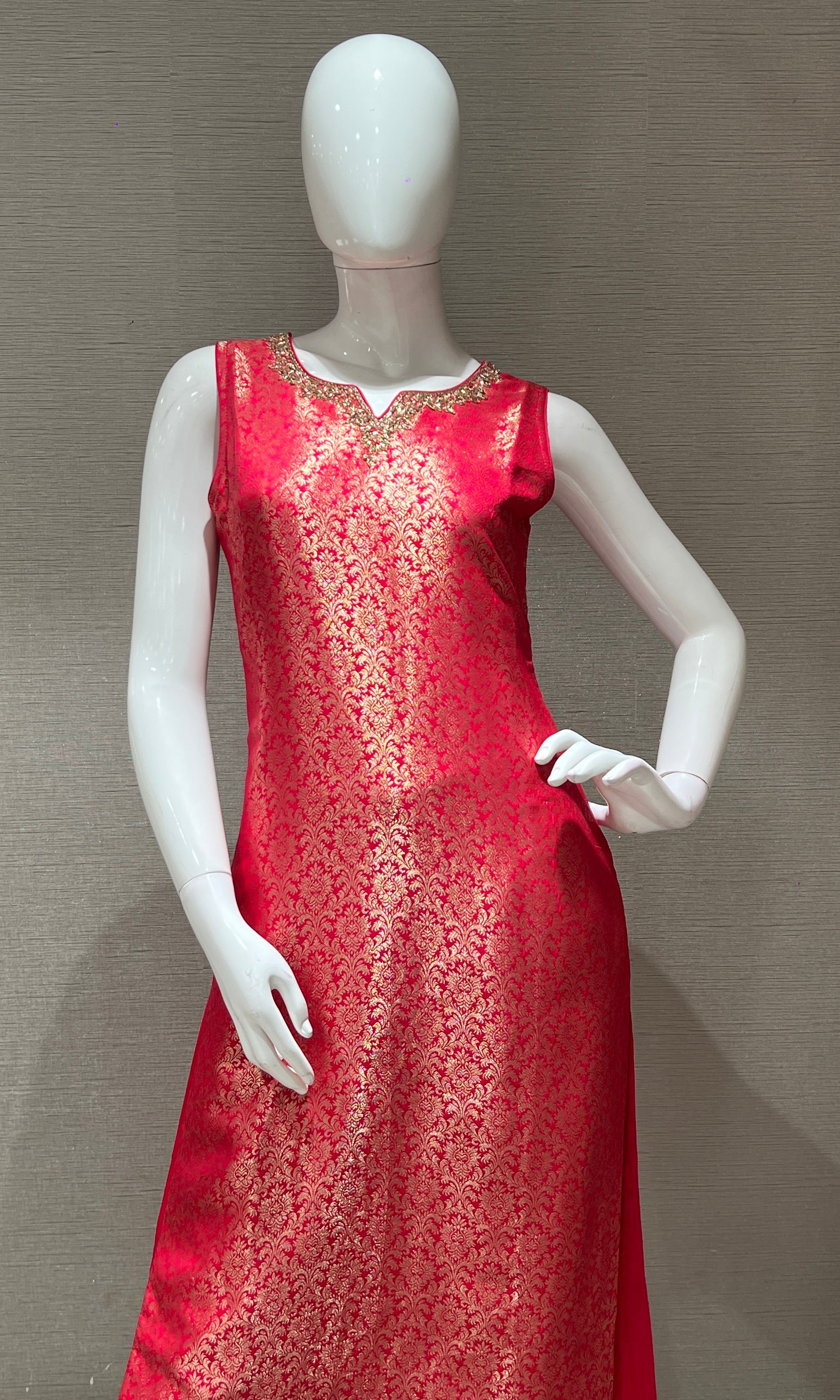 Rani pink embellished kurta set