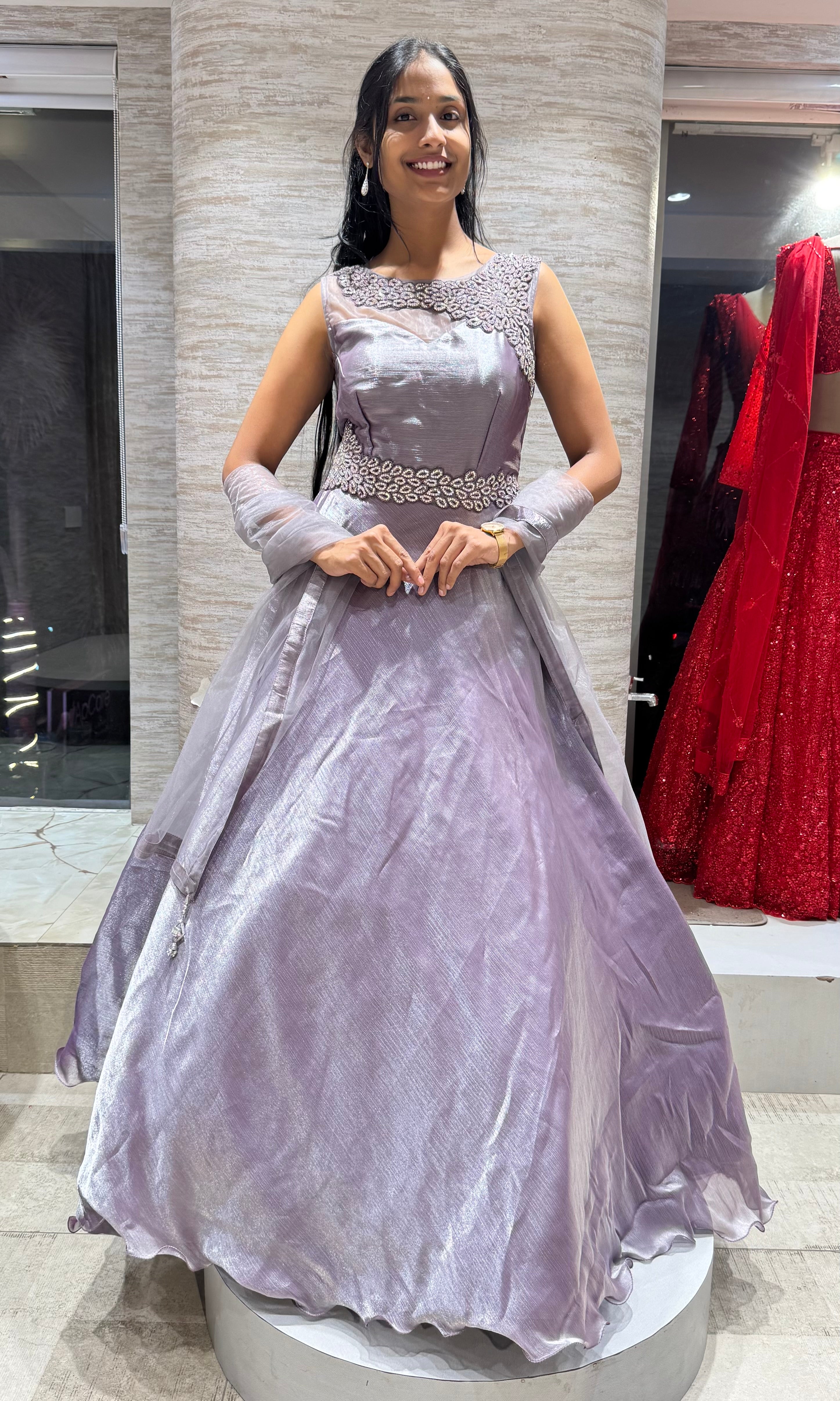 LIGHT purple shimmer organza gown
