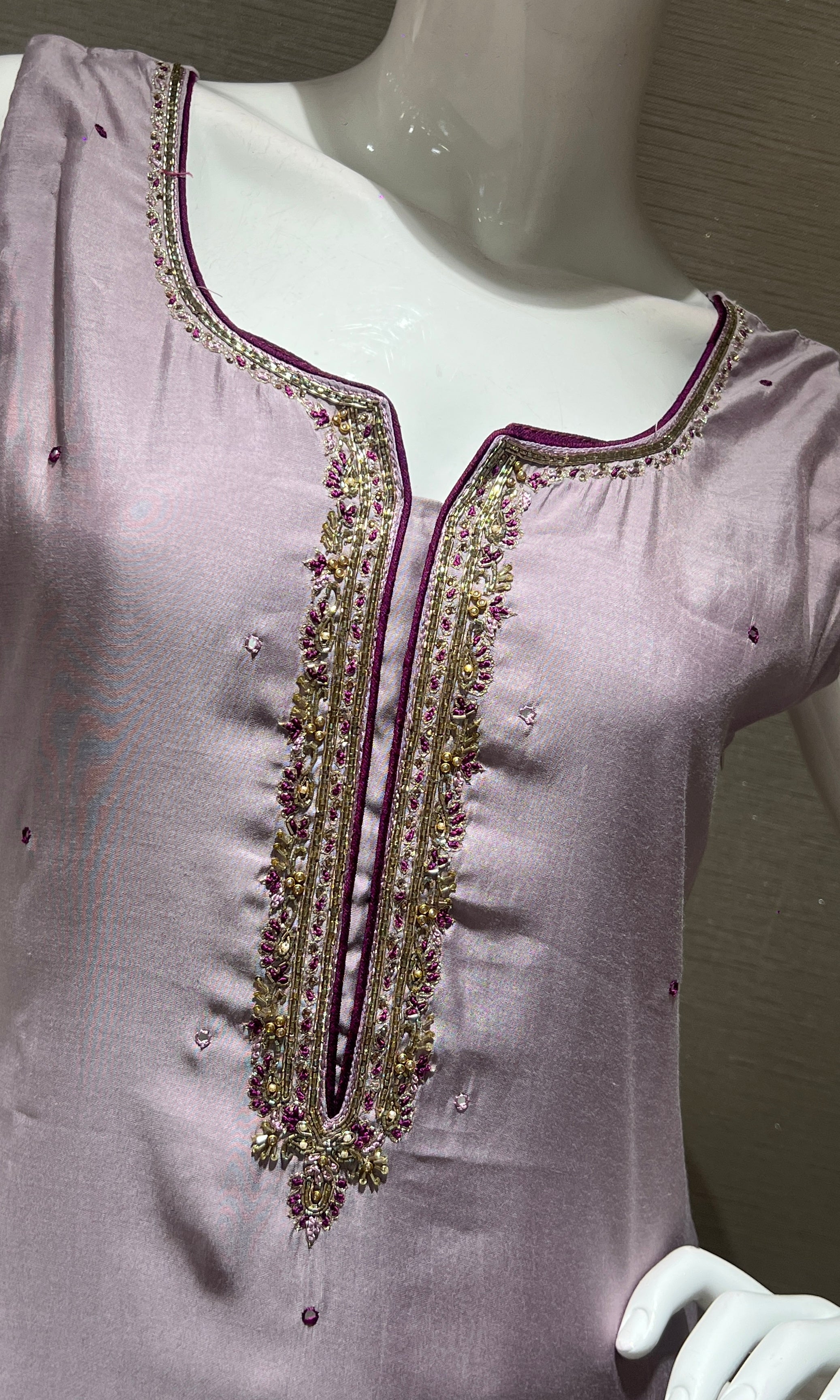 Lavender kurta set with purple Gold Dupatta
