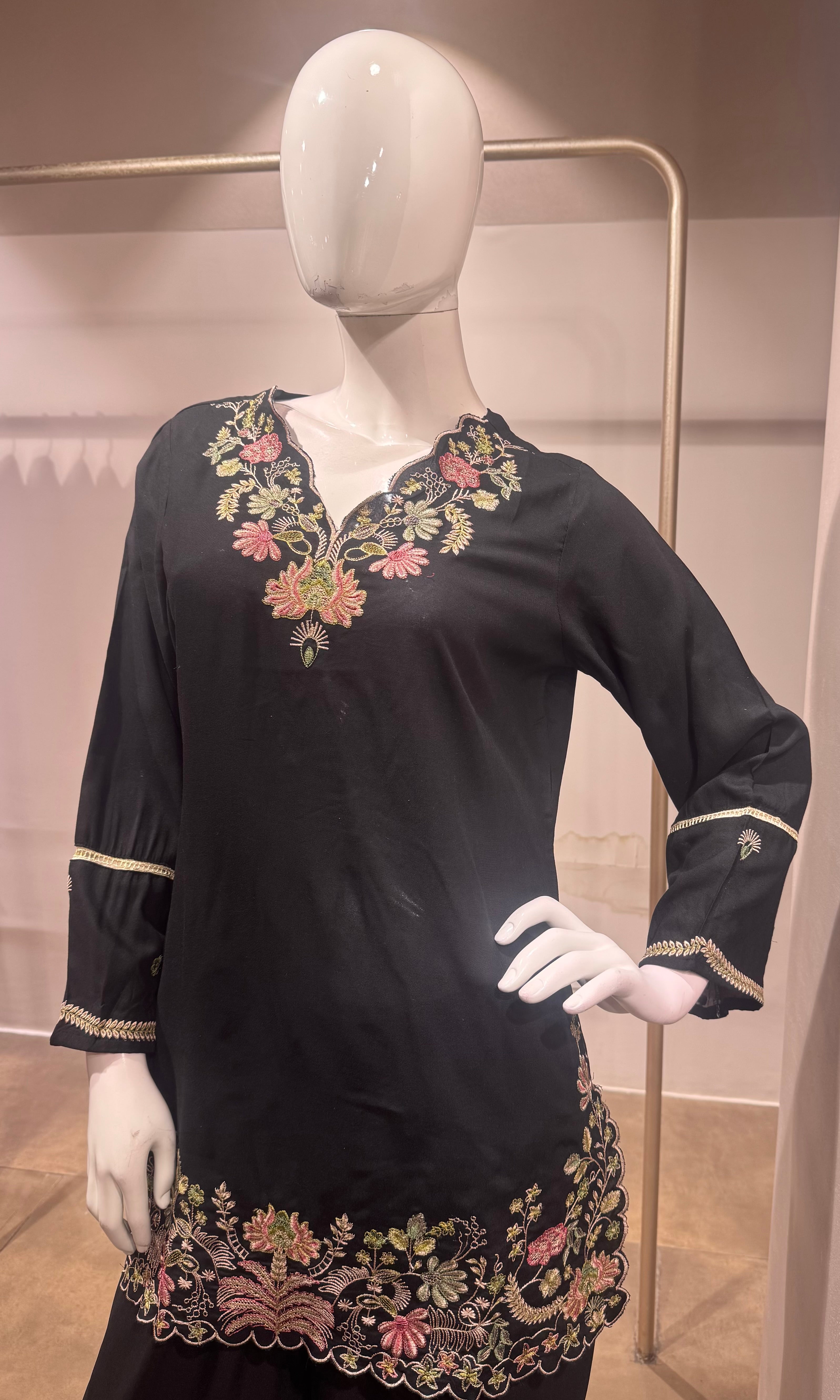Black Floral cotton cord set