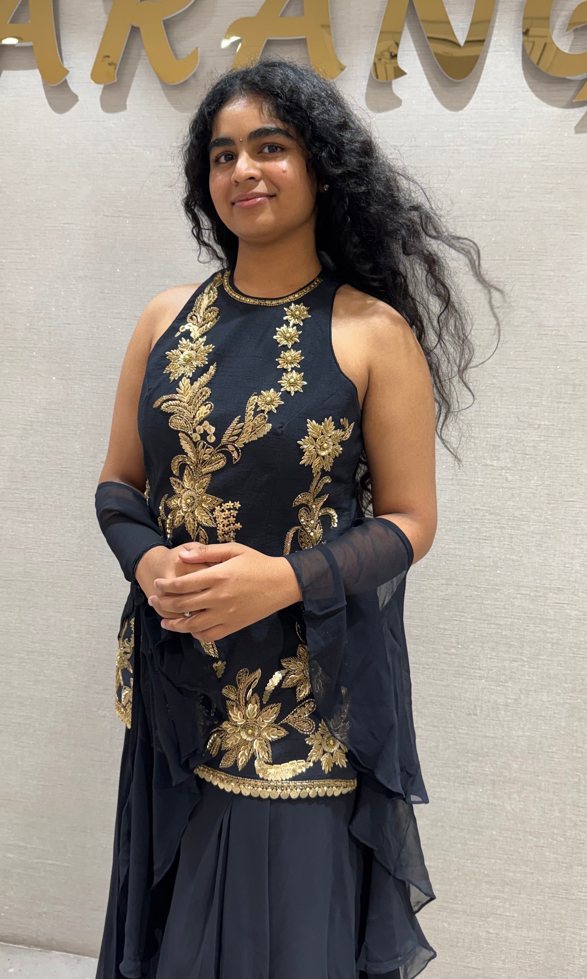 Royal Black floral printed Sharara set