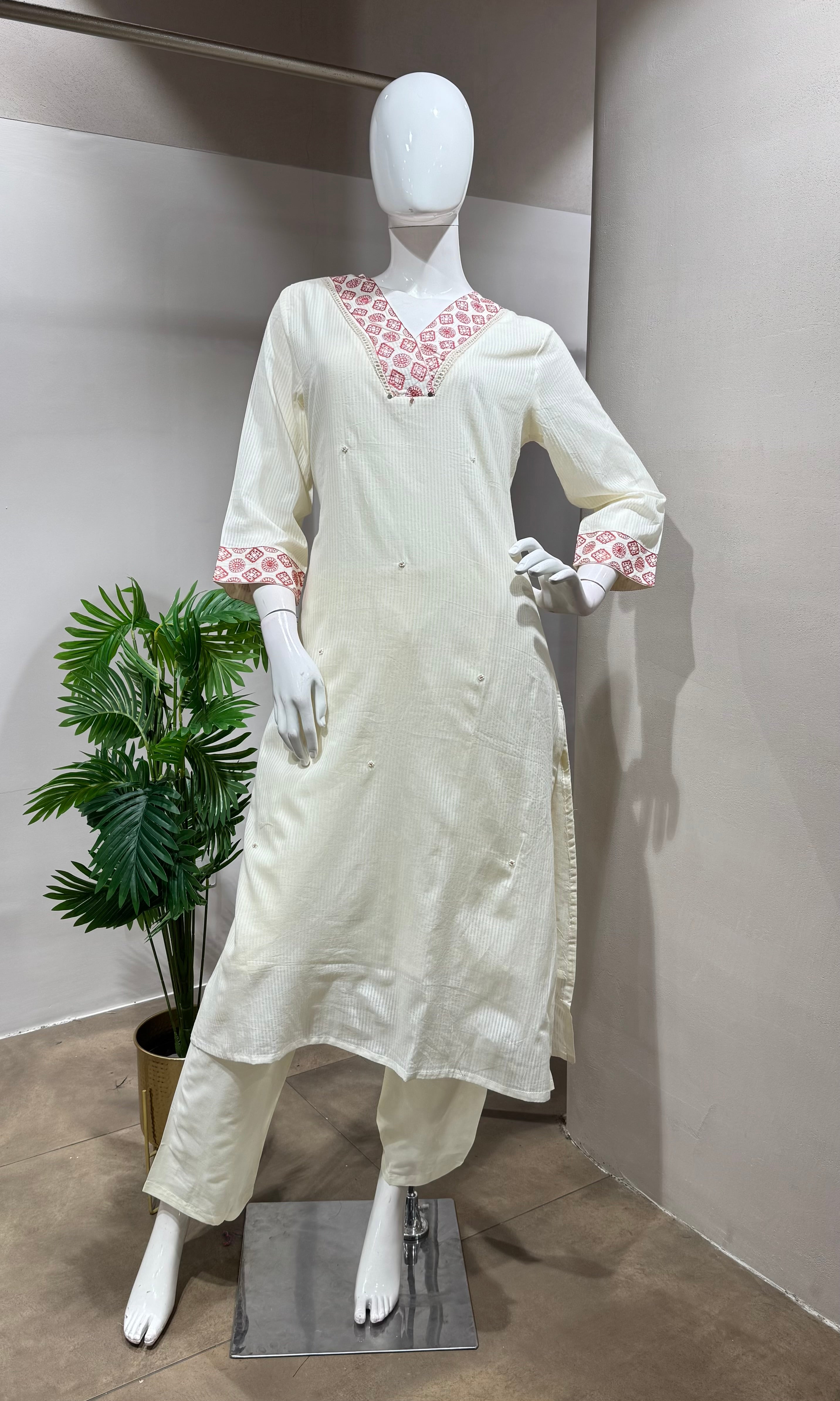 Pink Floral Embroidered  Kurta Set